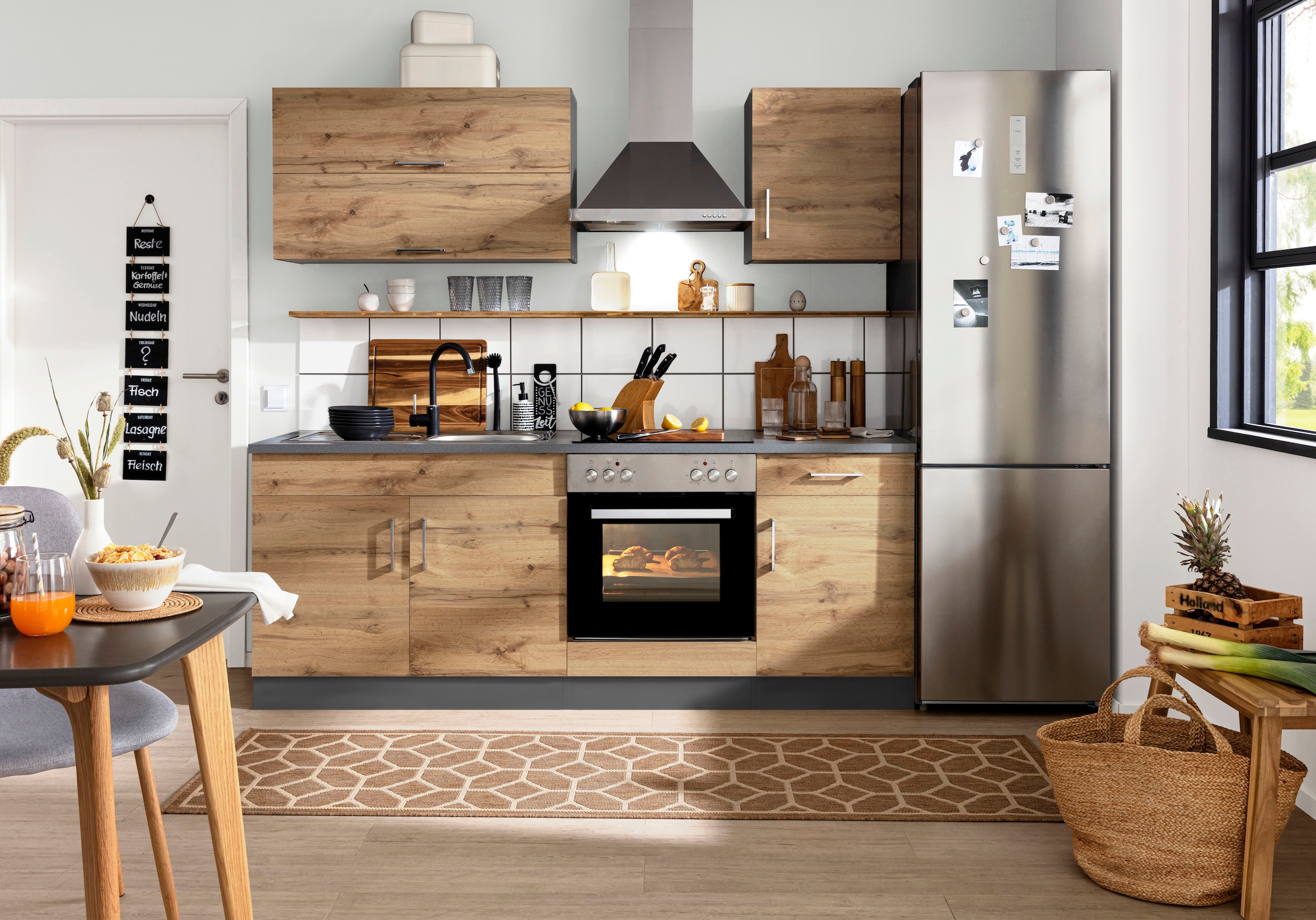 KOCHSTATION Klapphängeschrank »KS-Colmar« 100 cm, mit Metallgriff, für viel Stauraum