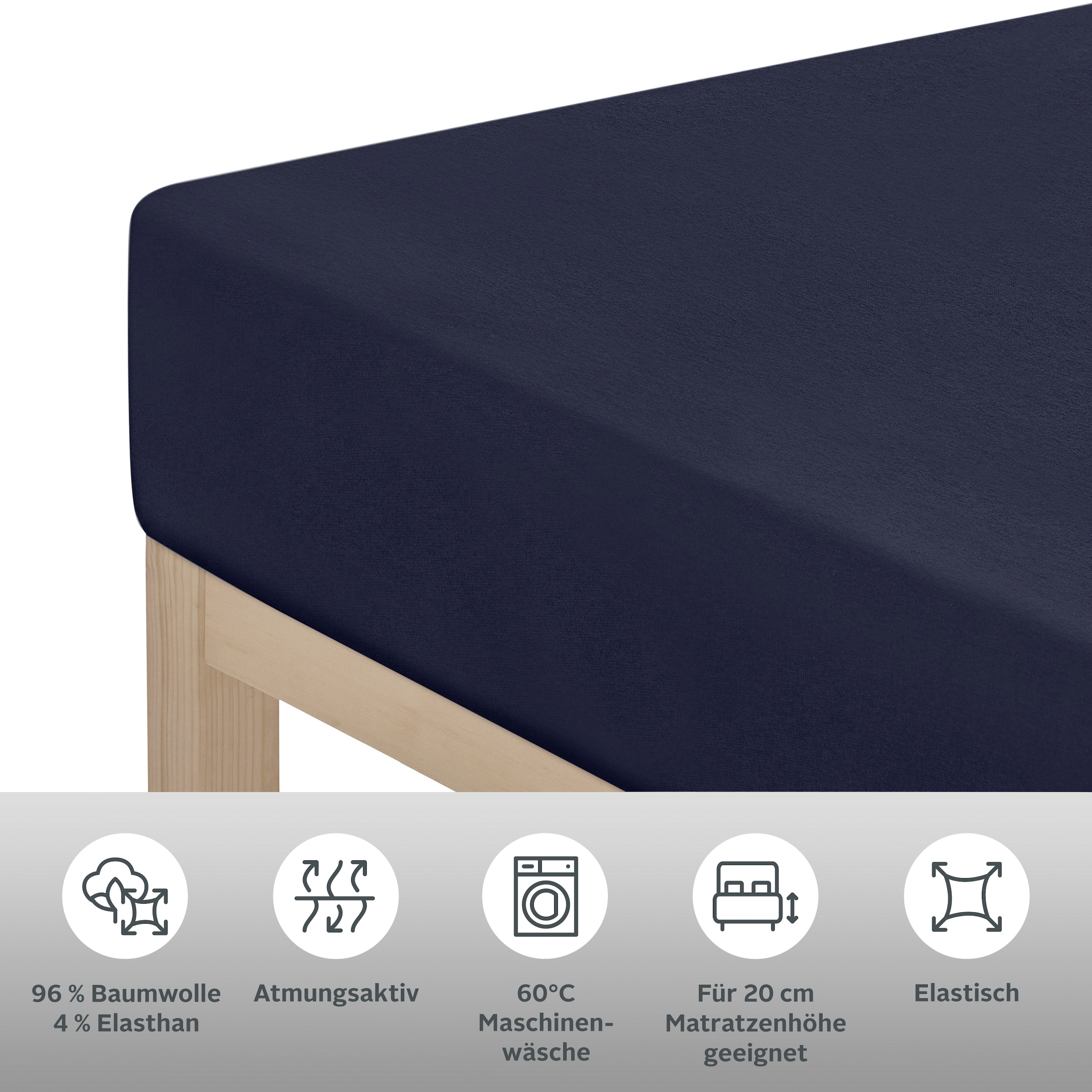 OTTO home Spannbettlaken »Cremona, BASIC und PREMIUM Qualität, mit Elasthan, Baumwolle« bis 20 cm Höhe, Bettlaken ab Gr. 90x200 cm, Strapazierfähig