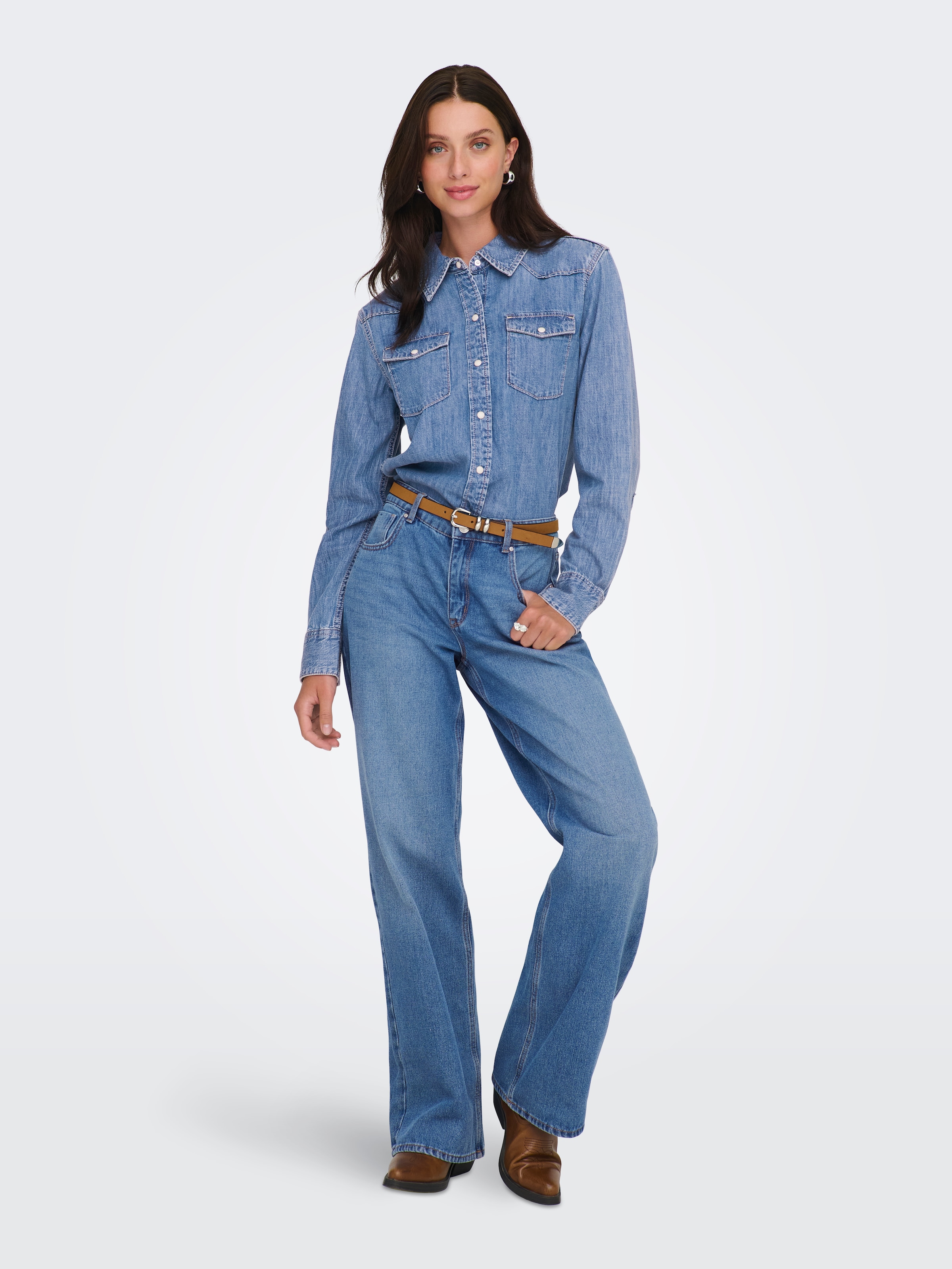 ONLY Jeansbluse »ONLCHARLIZE LS DNM SHIRT AKM NOOS« mit Brusttaschen