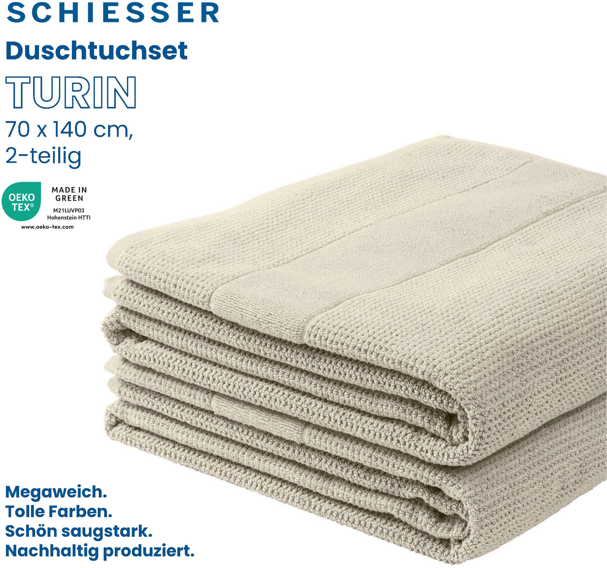 OTTO OEKO-TEX®-zertifiziert aus Baumwolle«, (2 im 4er Schiesser »Turin Handtücher Reiskorn-Optik, Set GREEN St.), by online bei IN MADE 100%