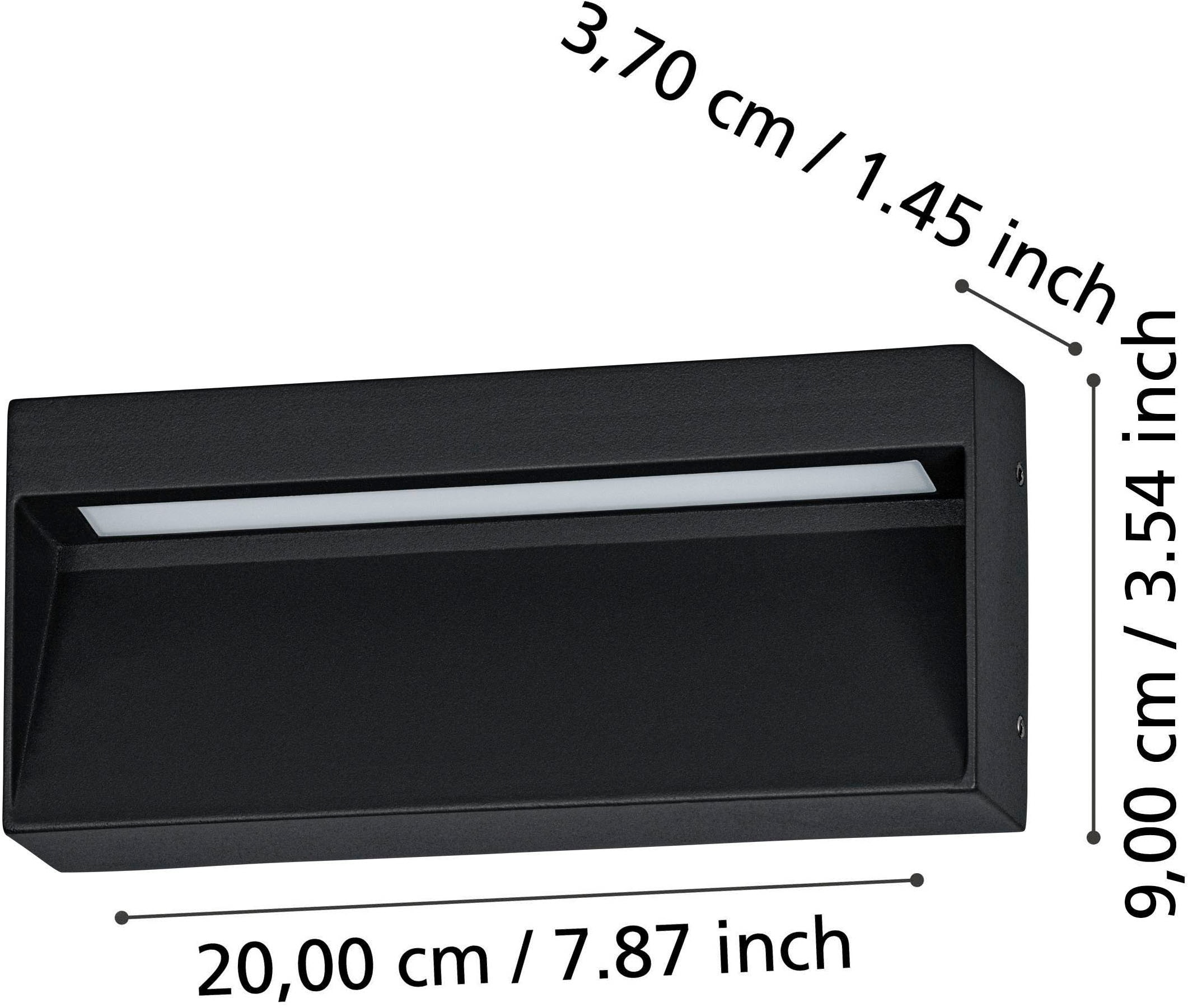 EGLO Wandleuchte »Maruggio Wandlampe, Außenbeleuchtung, Außenleuchte aus Aluminium, IP65« LED-Modul 1 Stk. Kaltweiß | Neutralweiß | Warmweiß Wand-/Deckenleuchte - L20 x H9 x AL3,5 cm - schwarz - 1X4,8W inkl.