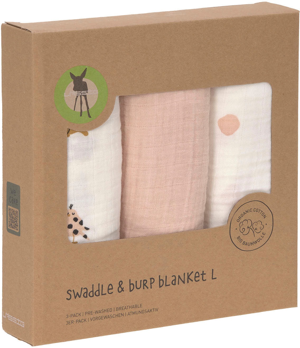 LÄSSIG Stoffwindeln »Little Mateys, Einschlag- und Mulltuchset L, Spicy Orange«, (Set, 3 St.)