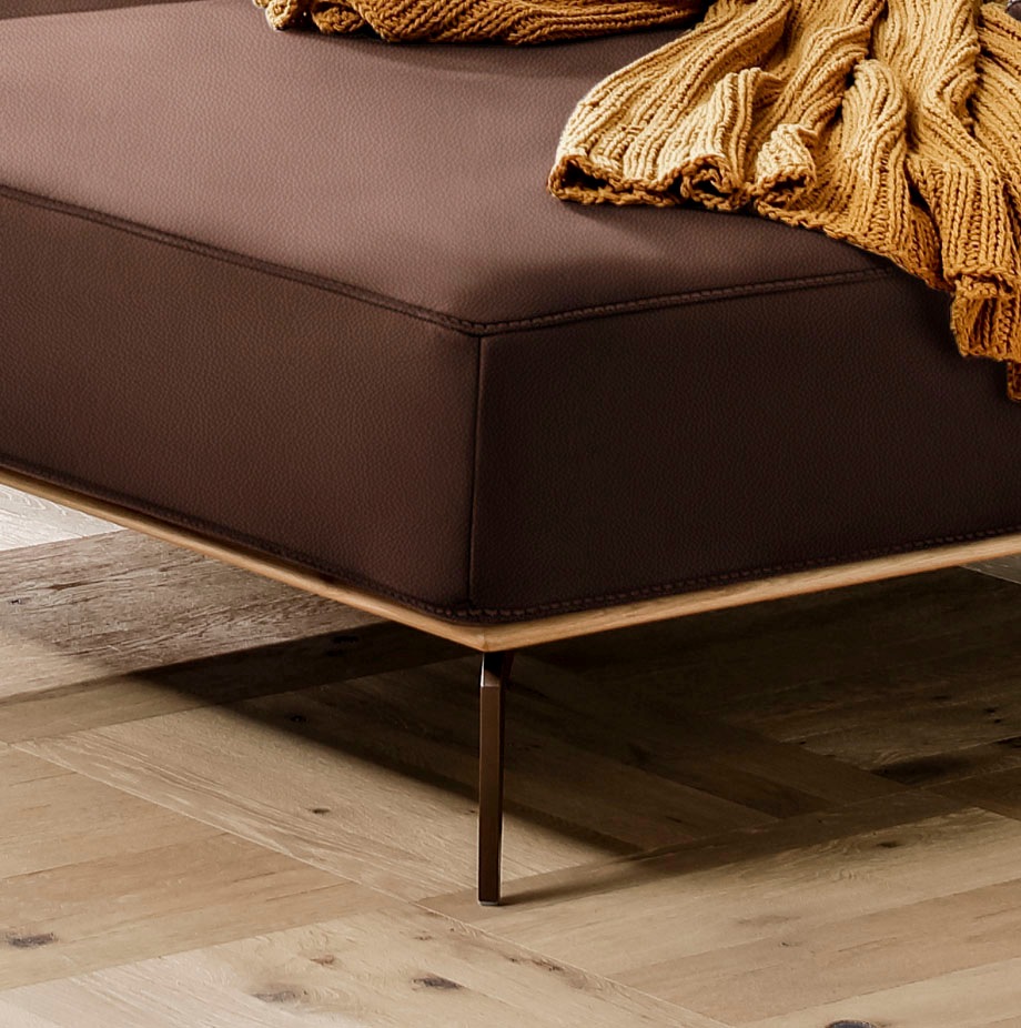 W.SCHILLIG Ecksofa »run, Designsofa mit tollem Sitzkomfort, L-Form«, mit Holzsockel, Füße in Bronze pulverbeschichtet, Breite 299 cm