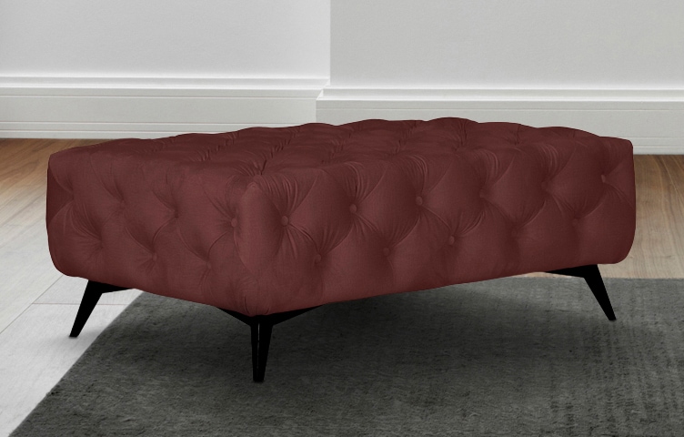 Leonique Polsterhocker »Amaury«, Chesterfield-Optik, Breite 120cm, Fußfarbe wählbar