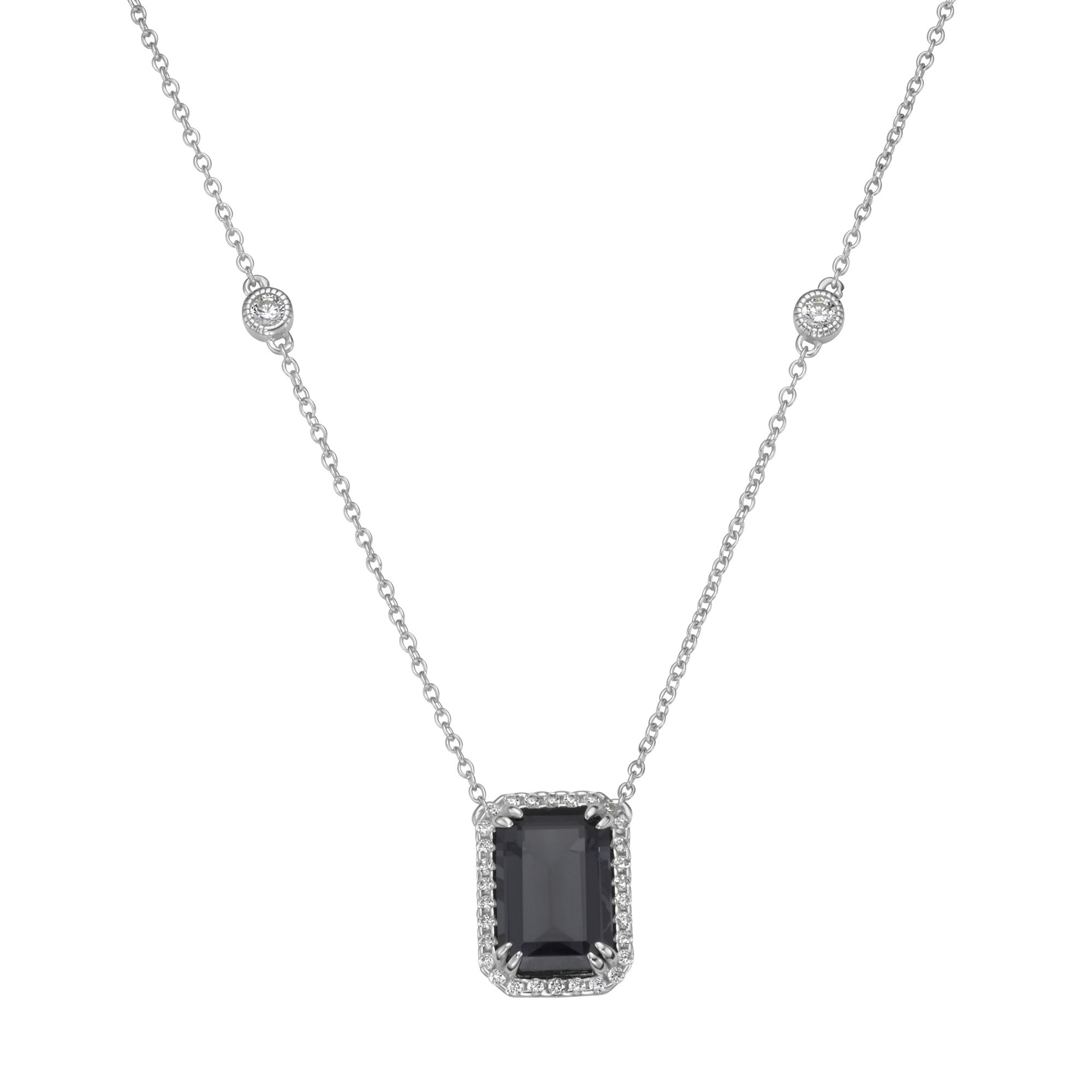 GIORGIO MARTELLO MILANO Collier »Collier mit Zirkonia und grauem Kristallstein, Silber 925«
