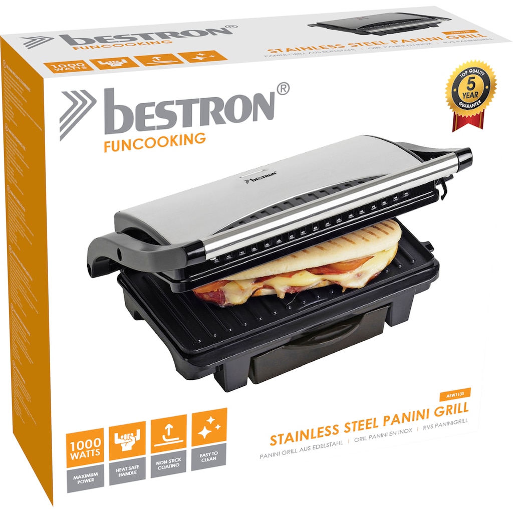 bestron Kontaktgrill »ASW113S Sandwich-/Panini-Kontaktgrill«, 1000 W