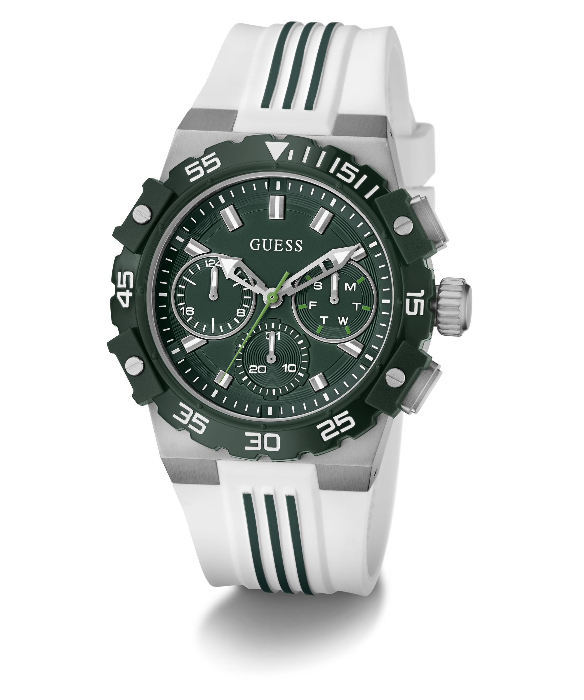 Guess Multifunktionsuhr »FORE« Quarzuhr, Armbanduhr, Herrenuhr, Silikonarmband, analog, Wochentag