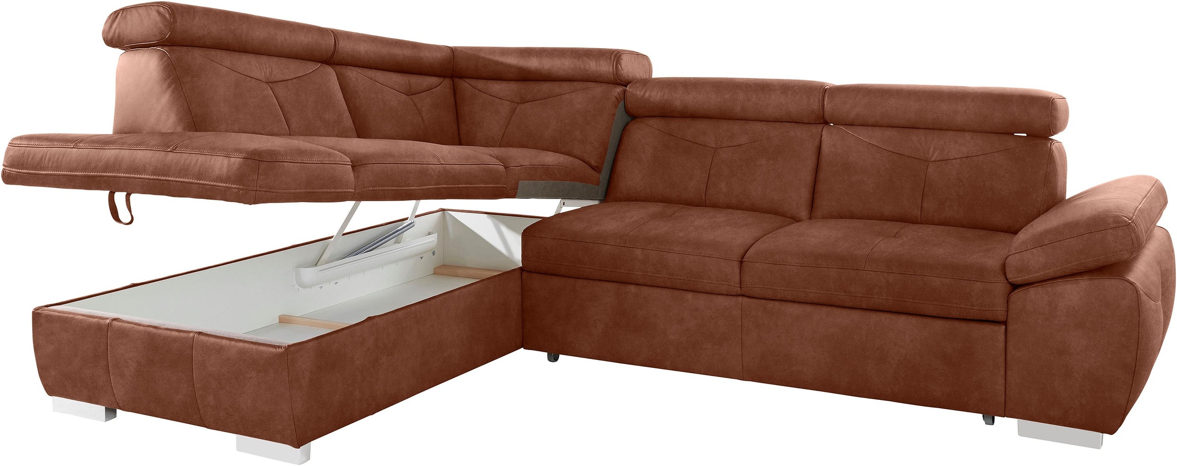 exxpo - sofa fashion Ecksofa »Spring, super bequem und komfortabel mit Armteil- und Kopfteilfunktion«, wahlweise mit Bettfunktion und Bettkasten, L-Form