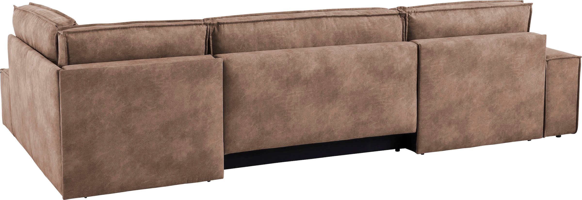 OTTO home Wohnlandschaft »SHERWOOD Vintage Lederoptik U-Form, 329 cm« Schlaffunktion m. Bettkasten (194x139 cm), Cord, Vintage, Samtvelours