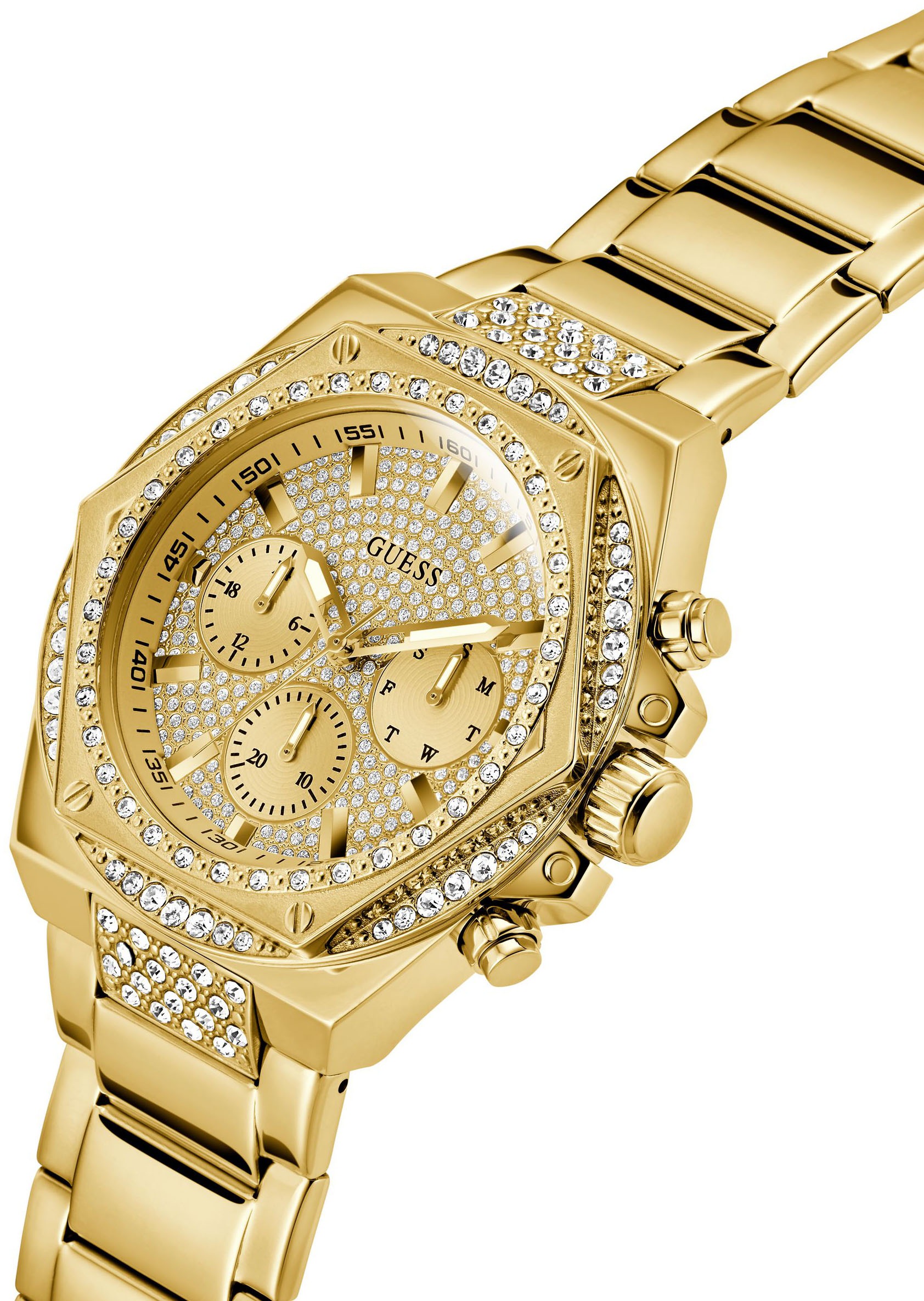 Guess Multifunktionsuhr »FURY« Quarzuhr, Armbanduhr, Herrenuhr, Datum, Wochentag, Edelstahlarmband