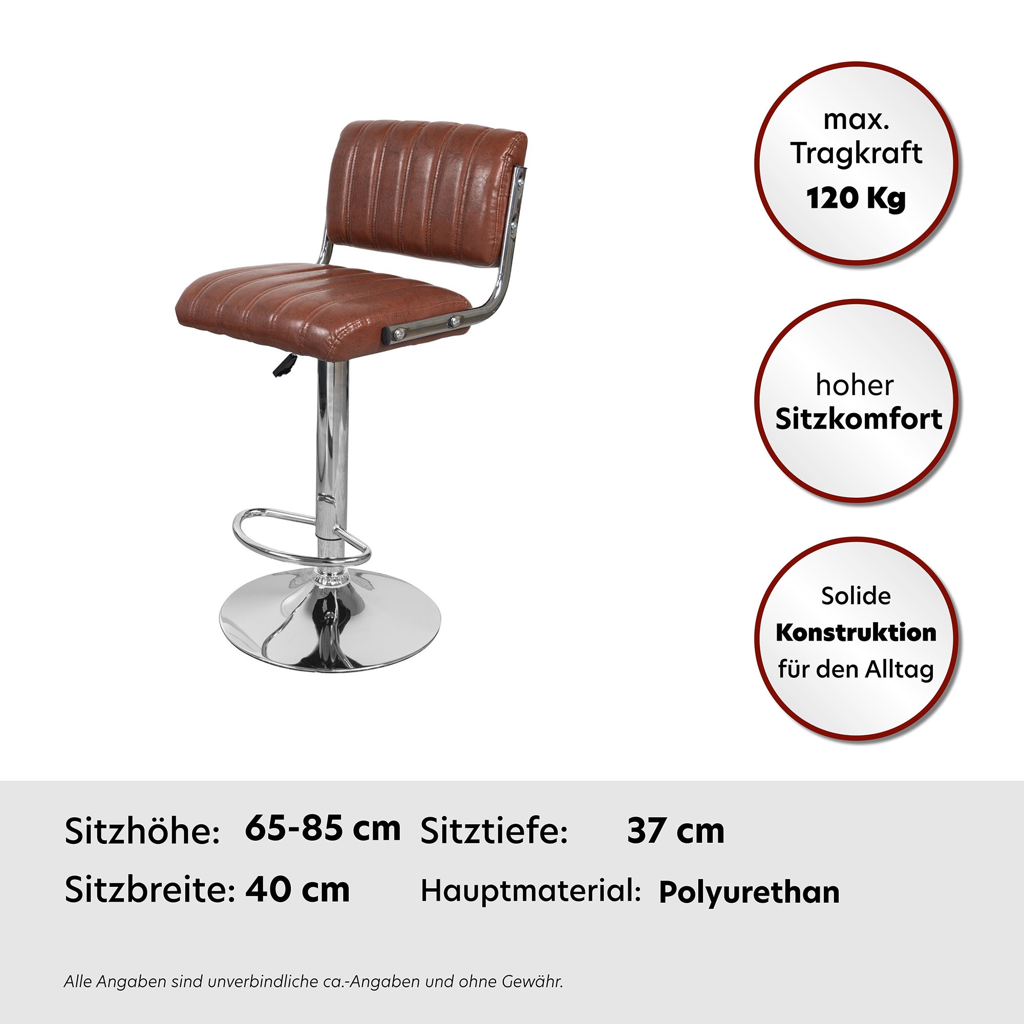 Kayoom Hochstuhl »Barstuhl Midnight 725 2er-Set,in Leder-Optik Barhocker«, (Set), 2 St., pflegeleicht, höhenverstellbar, komfortabel, drehbar