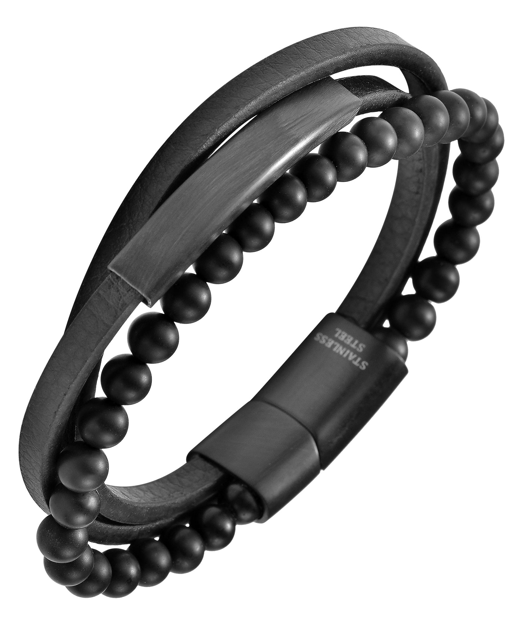 Adelia´s Lederarmband »Unisex Armband ¿ Lederarmband aus Leder mit Onyx 21 cm«