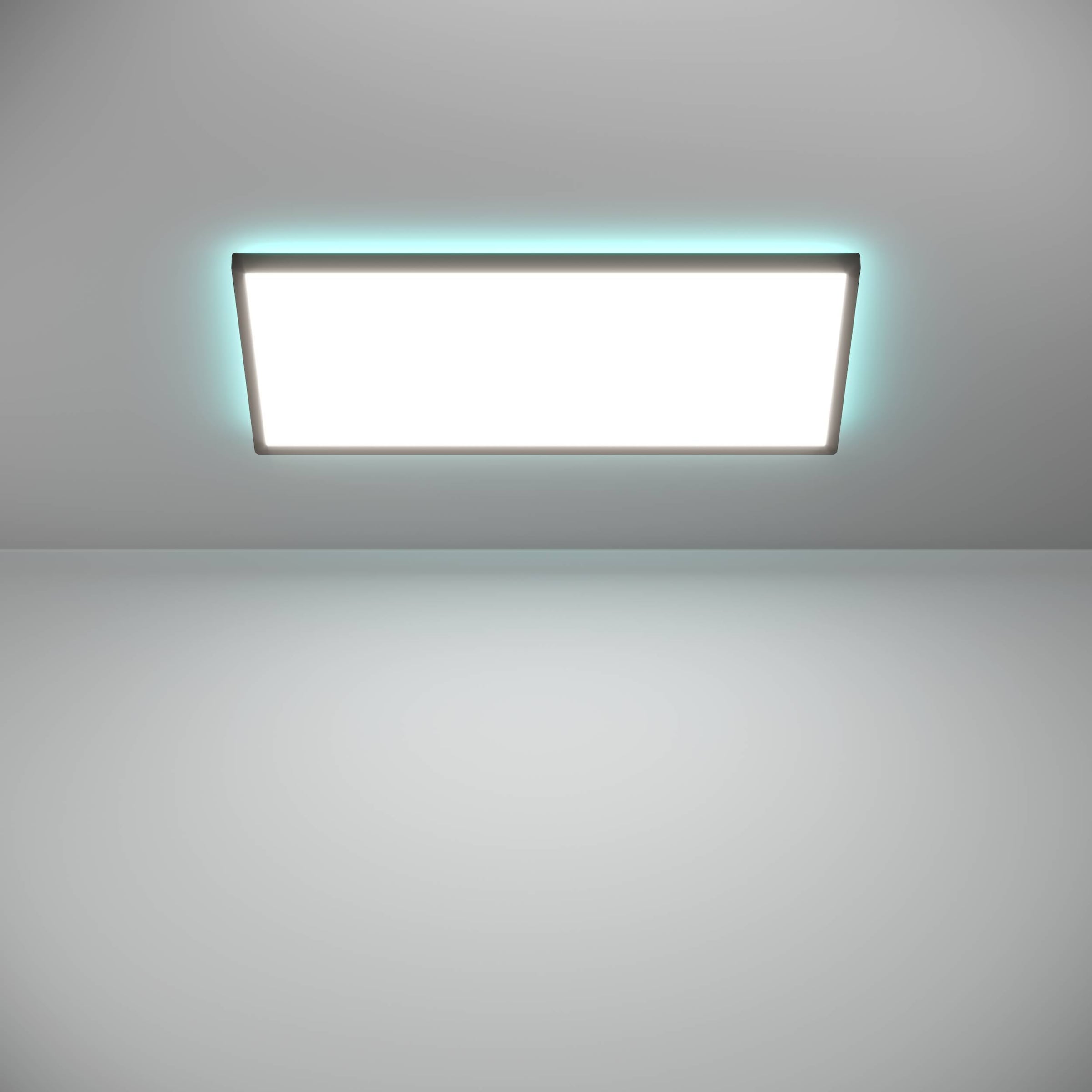 EGLO Deckenleuchte »Rovito-Z Deckenlampe, ZigBee 3.0, Kunststoff, Badezimmerlampe, IP44« LED-Modul 1 Stk. Kaltweiß | RGB Wand-/Deckenleuchte - L57 x B30 x H3 cm - schwarz - 17,2W inkl.