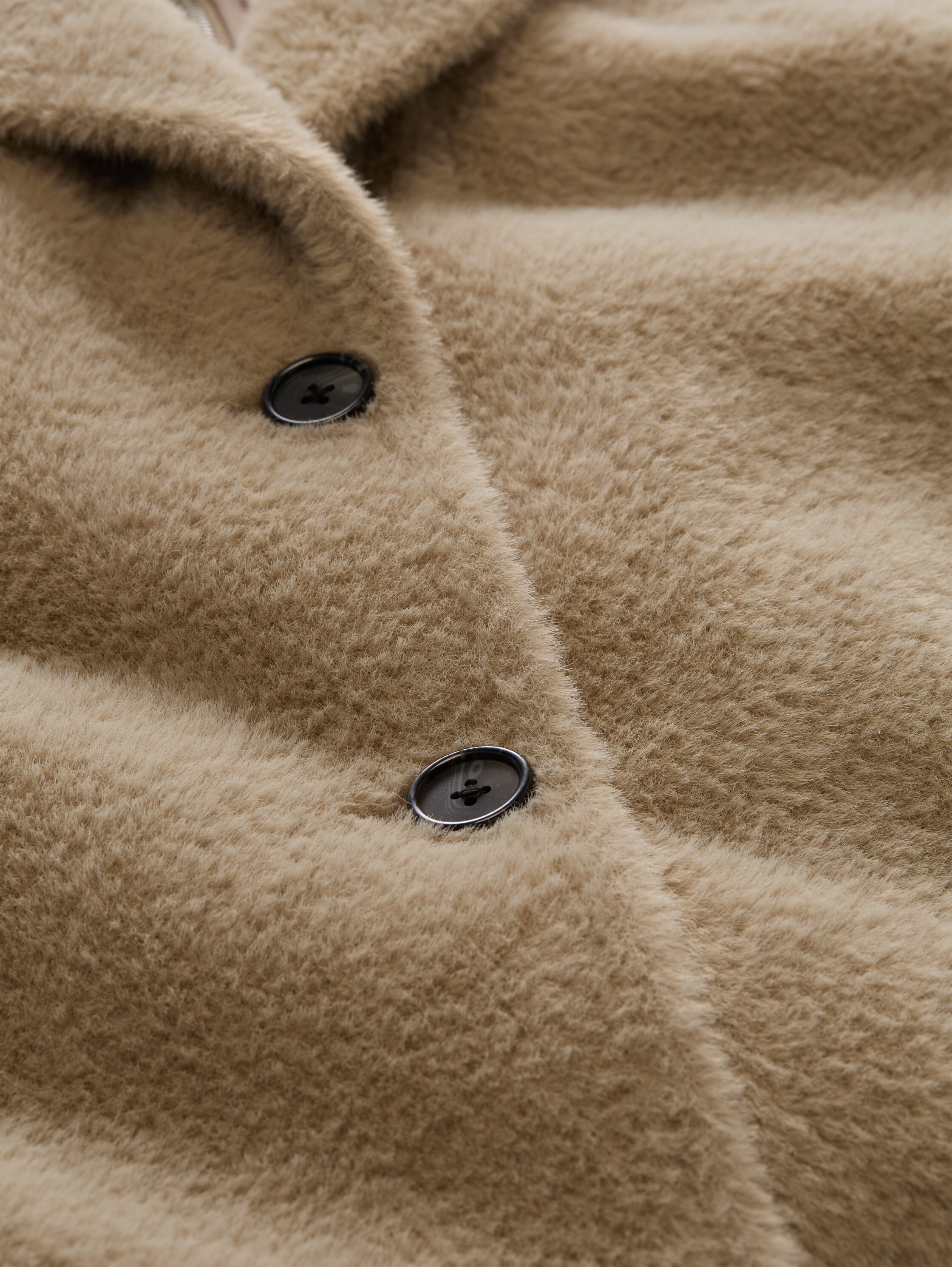 TOM TAILOR Fellimitatjacke »Regular« ohne Kapuze mit Reverskragen und Stehkragen-Inlay  und Knopfleiste