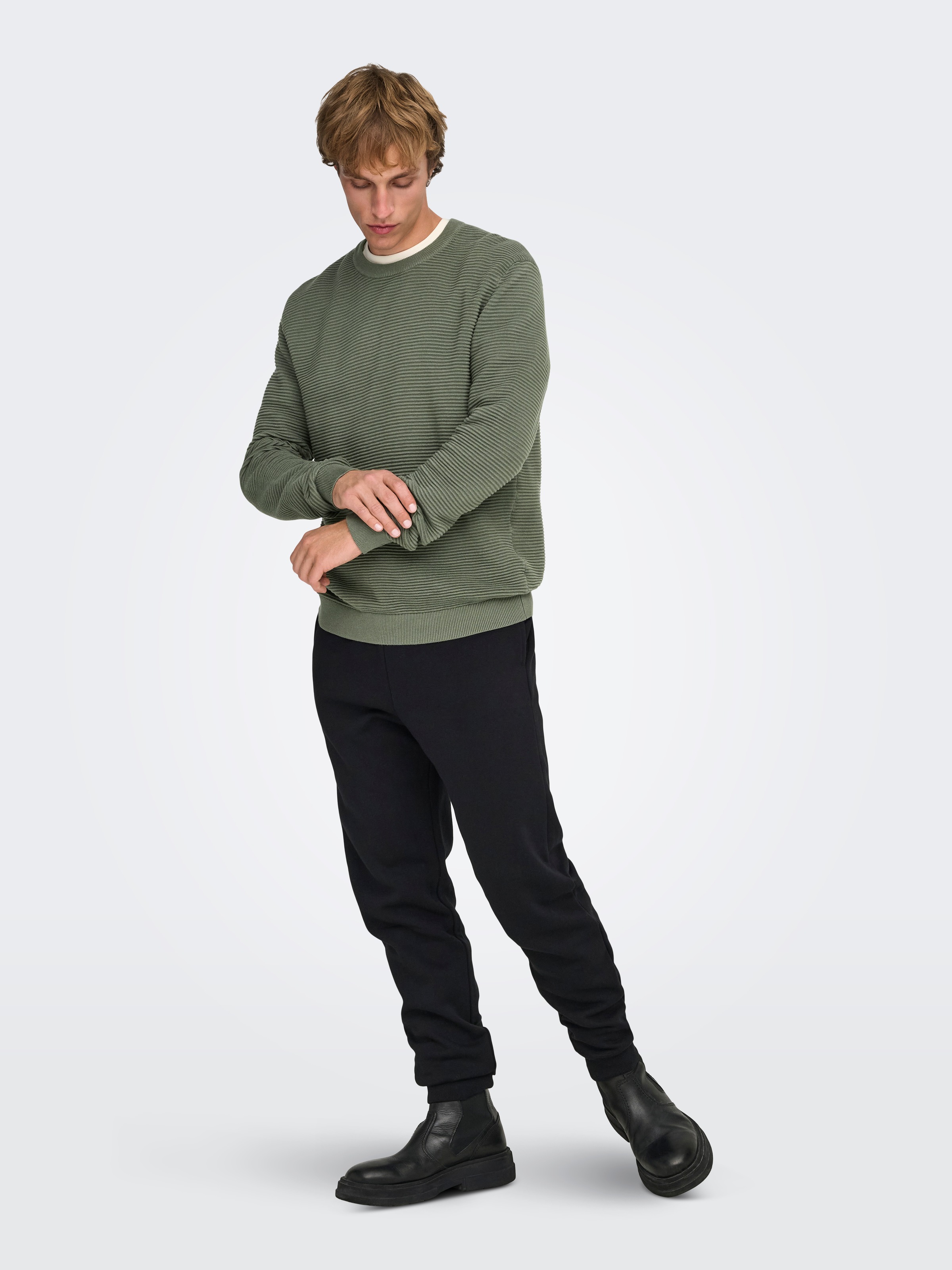 ONLY & SONS Rundhalspullover »ONSRON REG LS CREW NECK KNIT NOOS« Baumwolle, regular fit