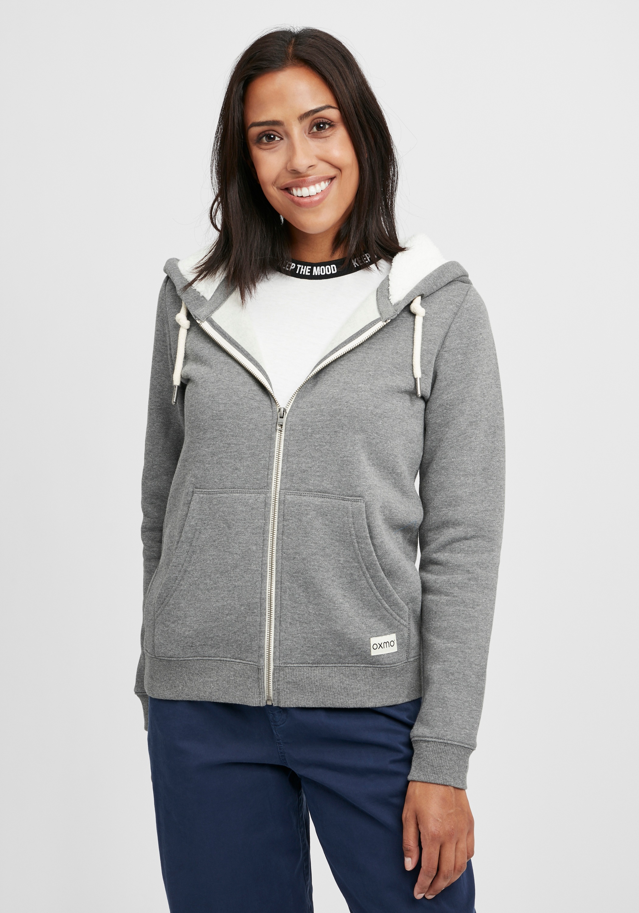 OXMO Kapuzensweatjacke »Binja«, Hoodie Sweatjacke mit Teddy-Kapuze