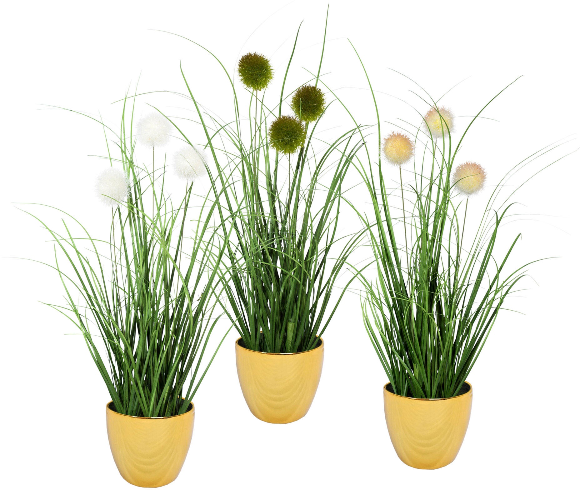 Leonique Kunstgras »Grasbusch mit Kletten«, (Set, 3 St.), Kunstpflanze, Gras, im Topf,... kaufen