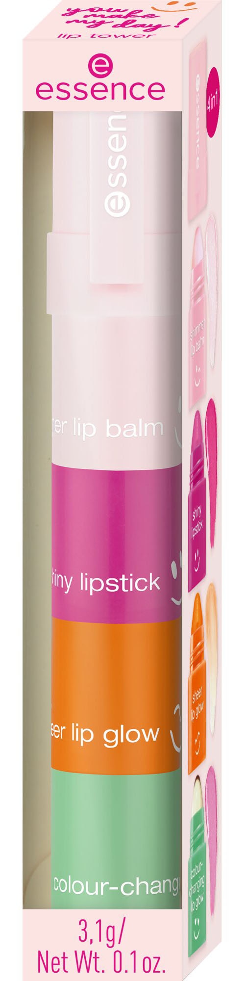 Essence Lippenstift »you make my day! lip tower«, (Set, 3 tlg.), mit ph-reaktiver Formel