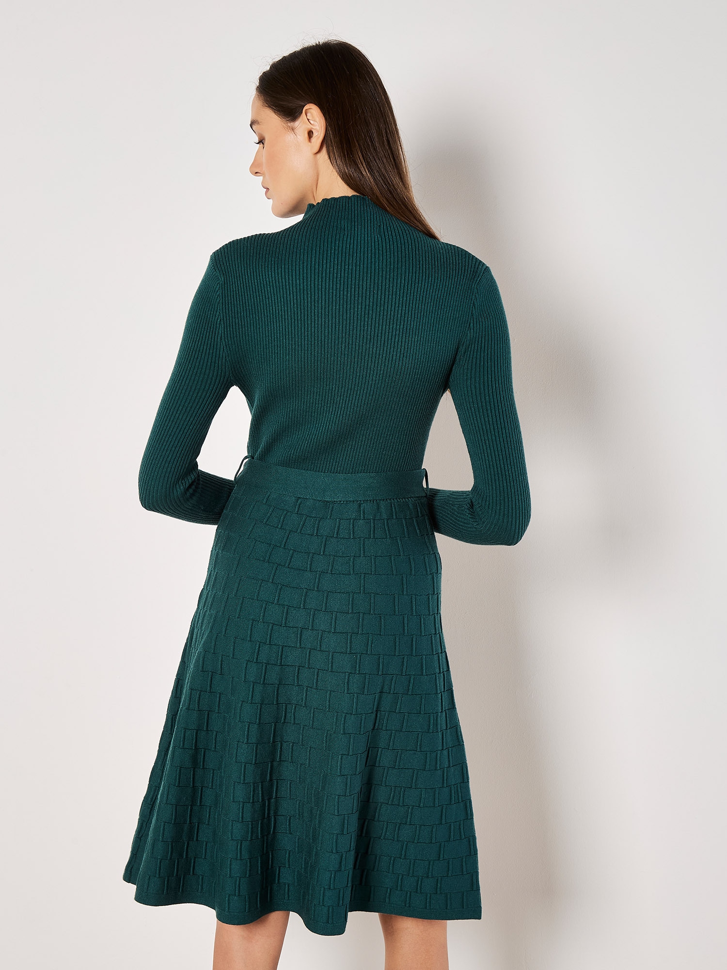 Apricot Strickkleid »Hochgeschlossenes Strickkleid« 2 tlg. in Rippoptik