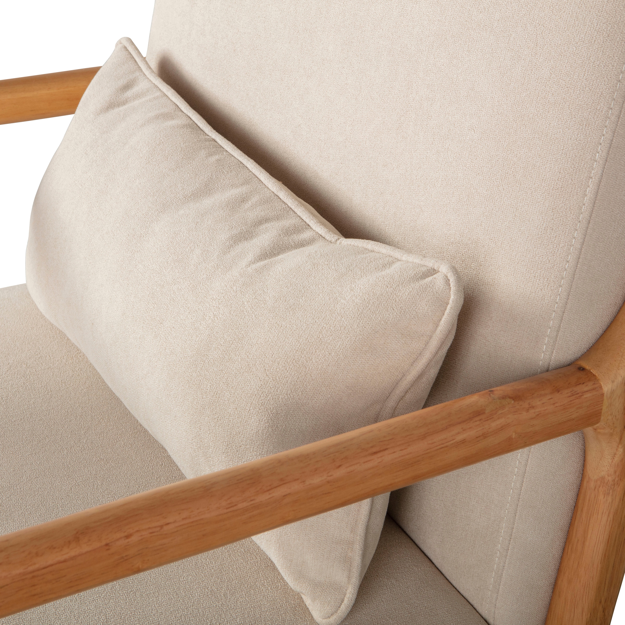WOOOD Loungesessel »Mark mit Gewebtem Bezug und Gummibaumholz-Rahmen B 67 x T 82 x H 75 cm« Gute Verschleißfestigkeit, Tragkraft 135 kg, separates Rückenkissen