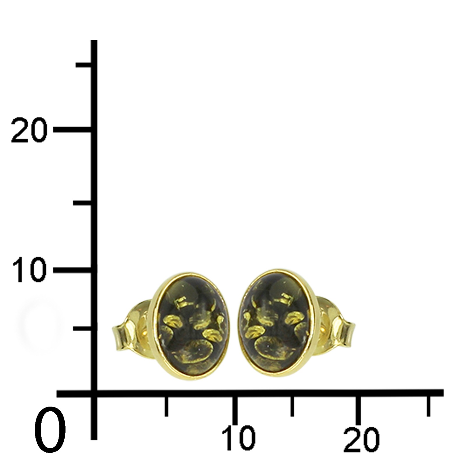 OSTSEE-SCHMUCK Paar Ohrstecker »- Classic 8 x 6 mm - Silber 925/000, vergoldet - Bernstein«