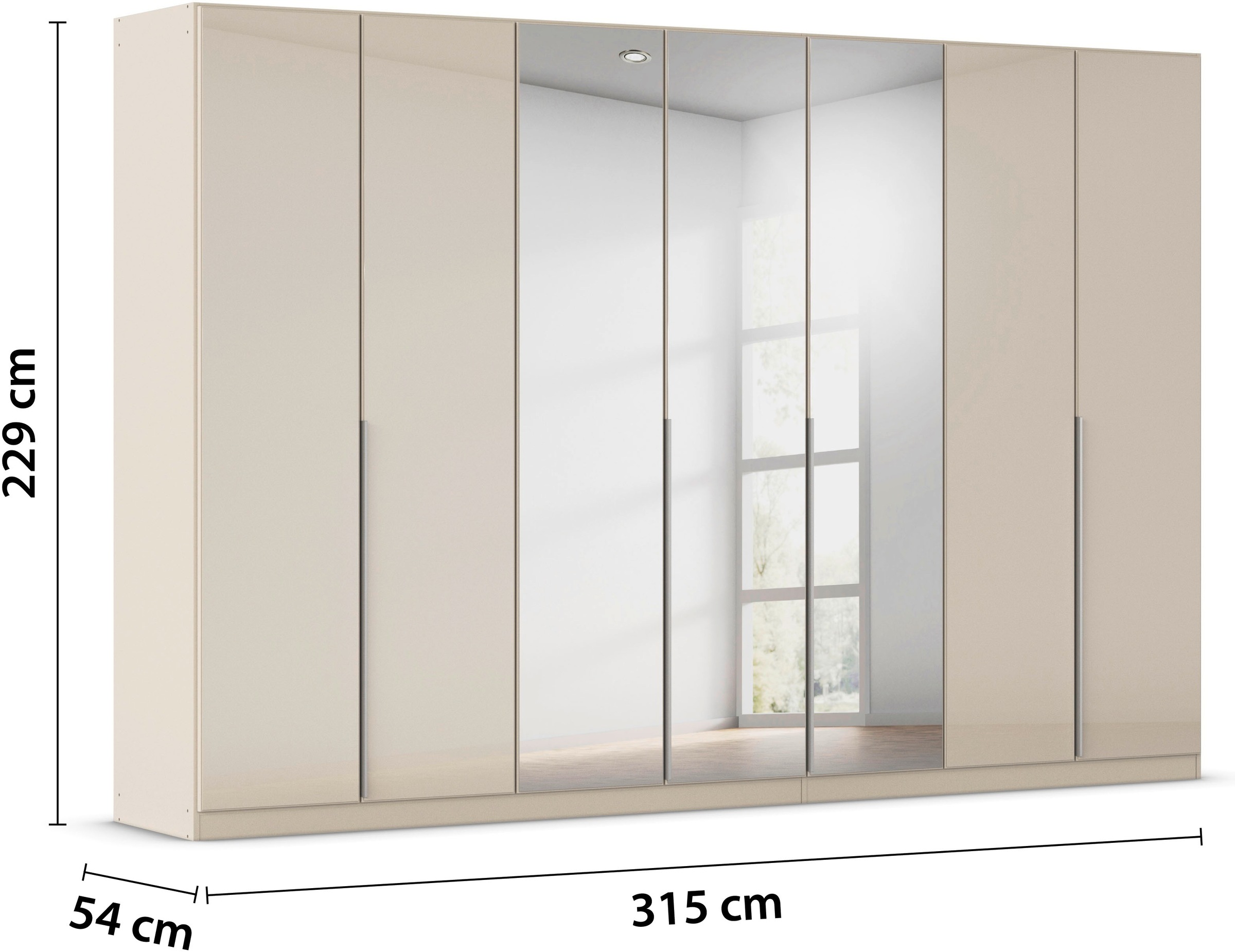 rauch Drehtürenschrank »Kleiderschrank Kleiderschränke Schrank Garderobe AGORDO mit Glasfront«, (in zwei Griff-Farben), durchdachte Innenausstattung, in 6 Breiten und 2 Höhen MADE IN GERMANY