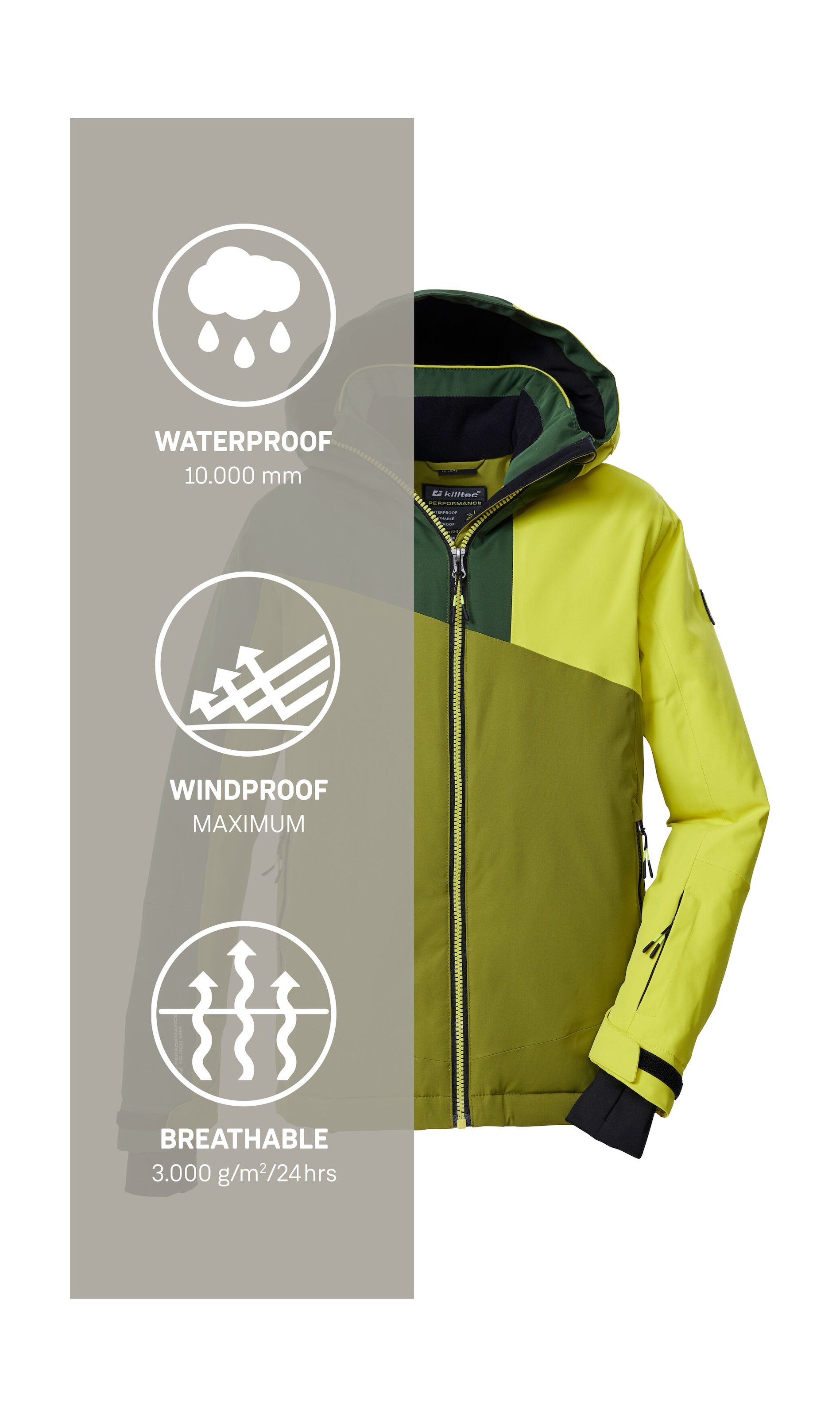 Killtec Skijacke »KSW 192 BYS SKI JCKT«, Wind- und wasserdichte Kinder Skijacke mit verstellbarer Kapuze