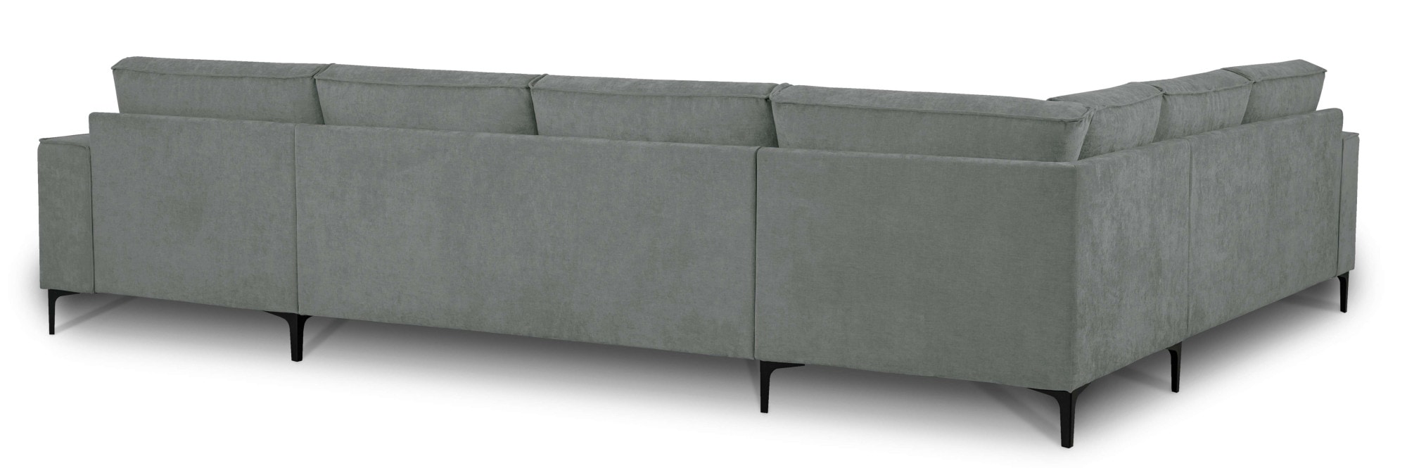 Places of Style Wohnlandschaft »XXL Sofa Oland, Struktur, Flachgewebe, Luxus-Microfaser, Boucle«, U-Form, 342 cm, Wellenunterfederung, Skandi-Design, Metallfüße