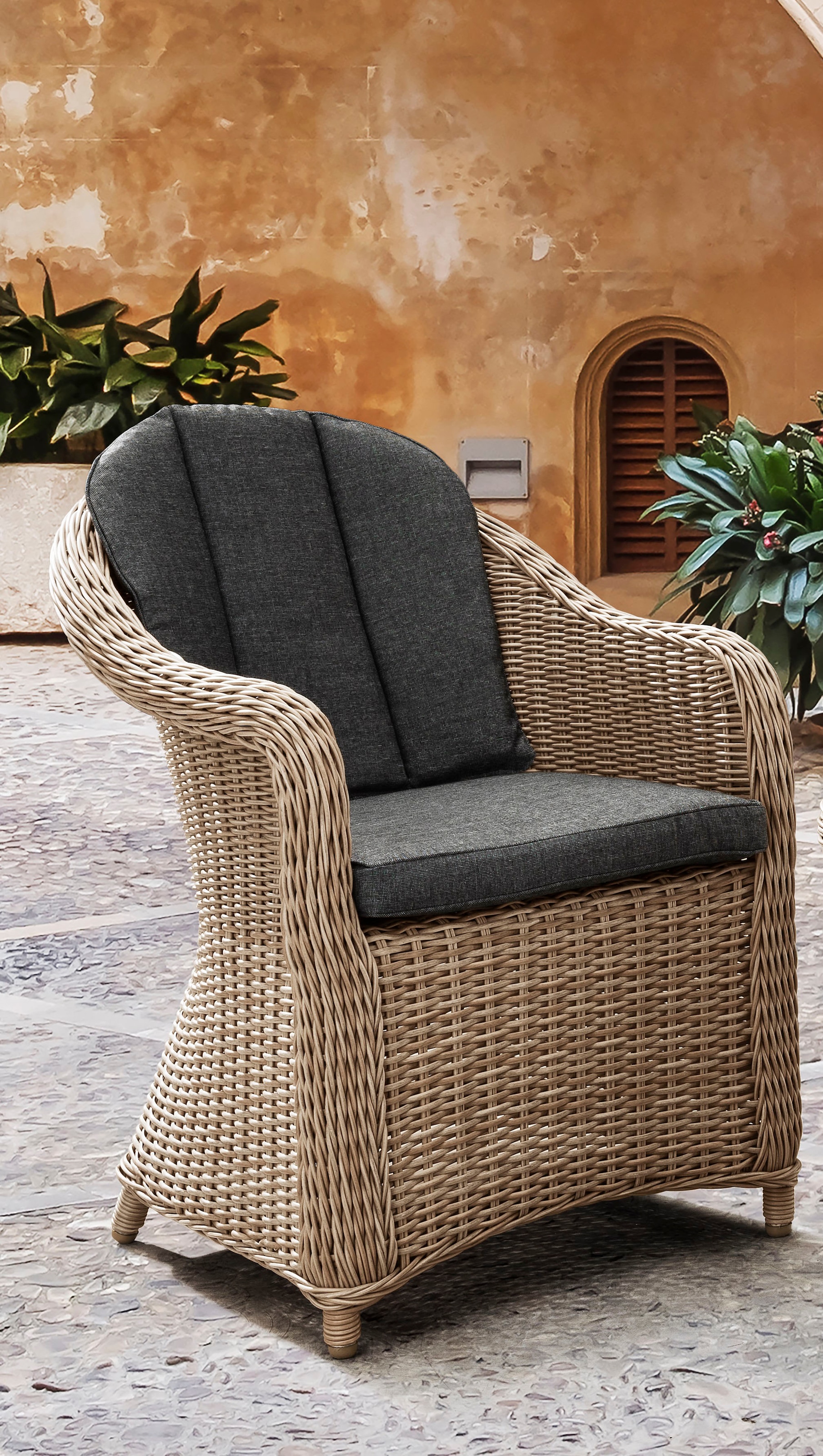 Destiny Garten-Essgruppe »MALAGA SAN MARINO 4 Se + Tisch OV 180x90cm holzf./ natur meliert« Set,  Aluminium, Polyrattan, Polywood