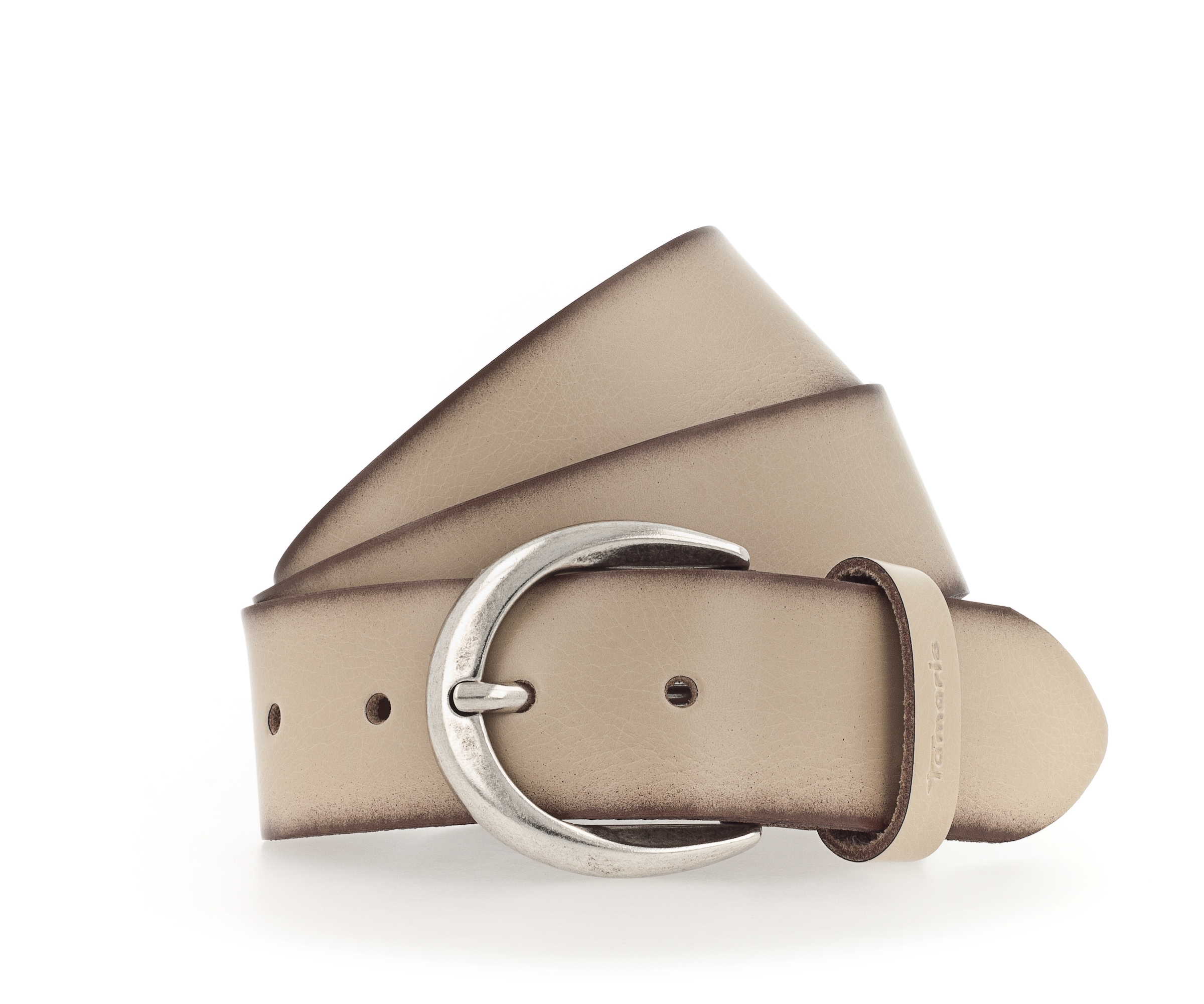 Tamaris Ledergürtel »Charlotte Silver« mit halbrunder Dornschließe in poliertem Silber, 4 cm breit