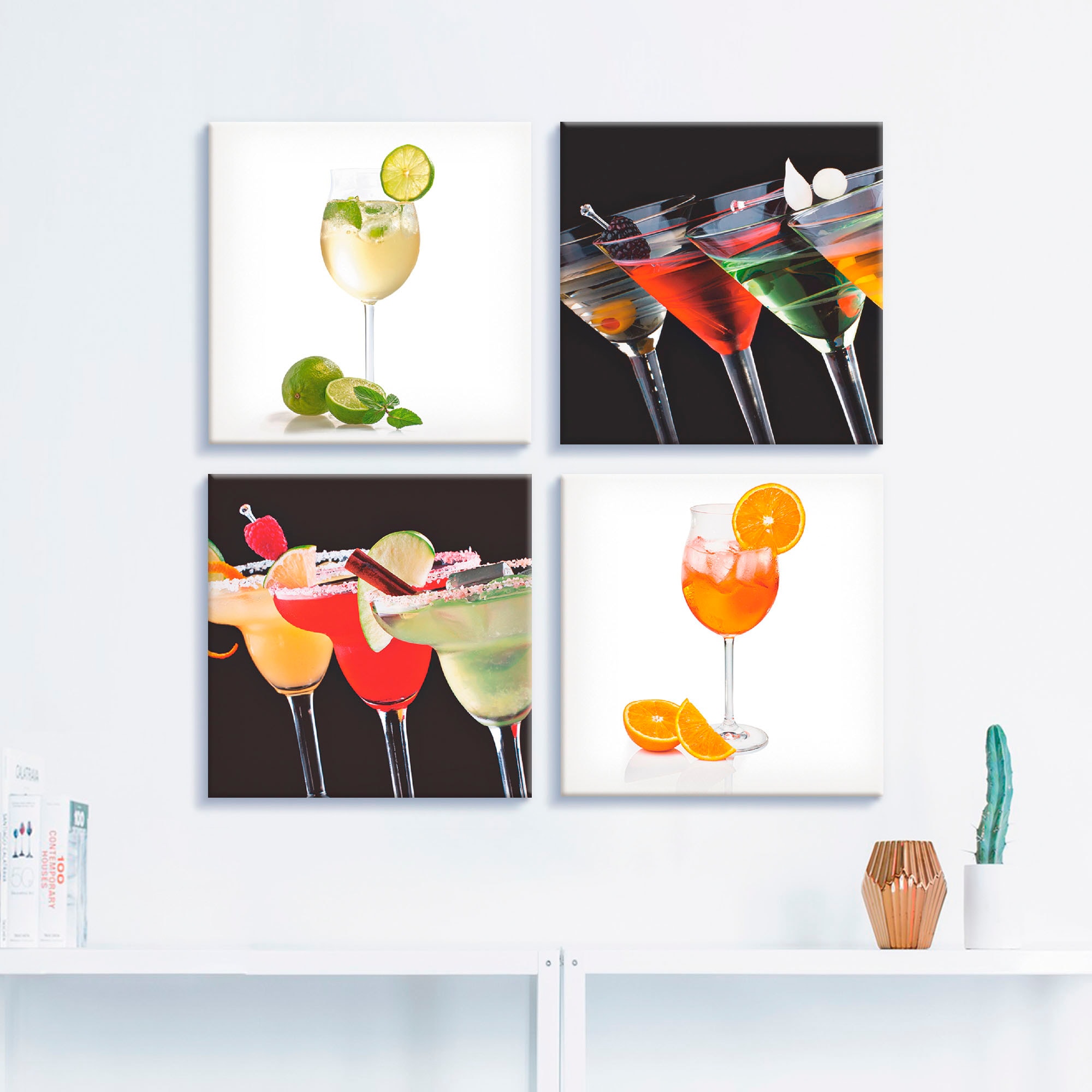 Artland Leinwandbild »Hugo Martinis Margaritas Aperol Spritz«, Getränke, (4 St.), 4er Set, verschiedene Größen