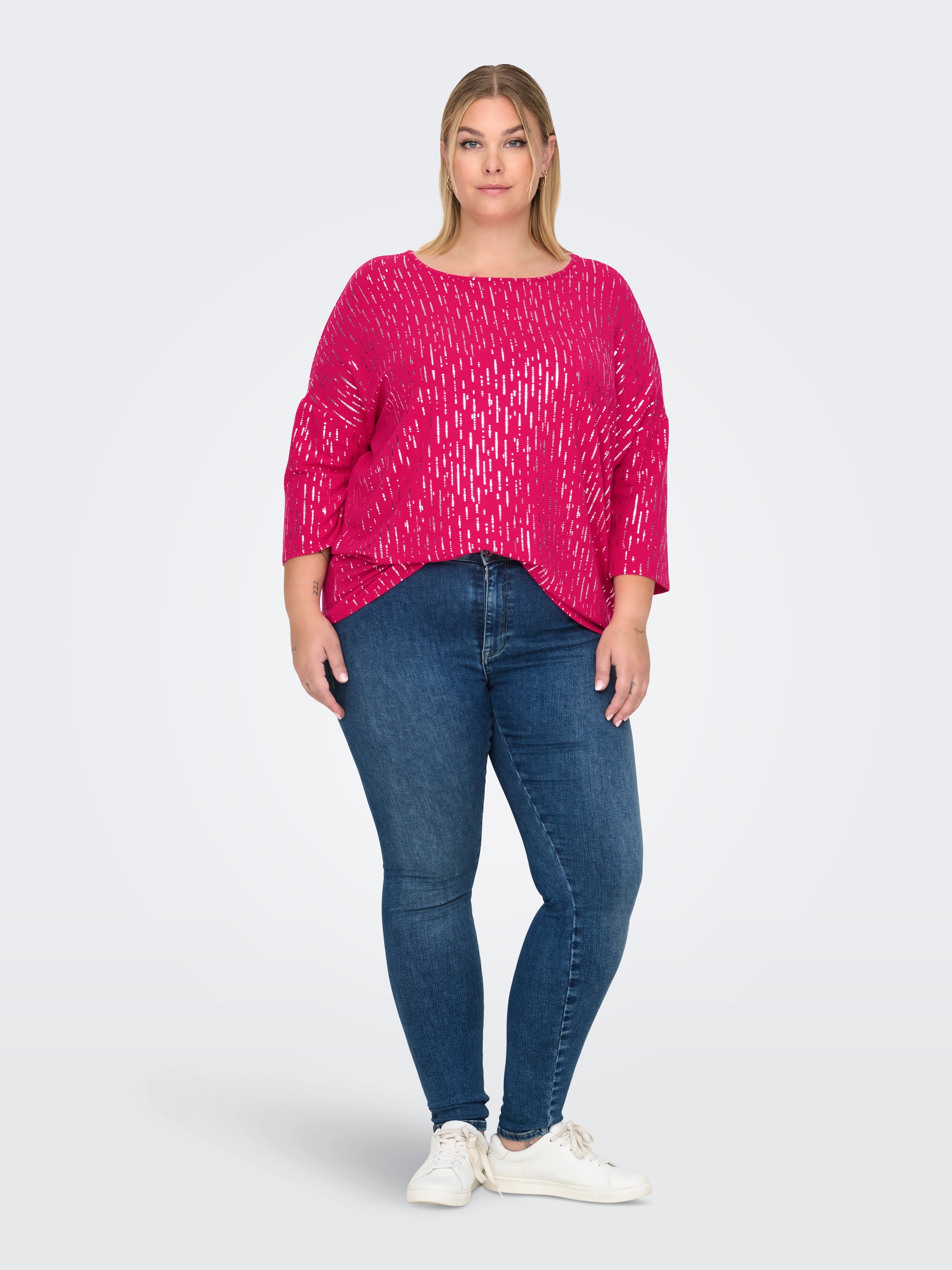 ONLY CARMAKOMA Rundhalsshirt »CARFOILA 3/4 O-NECK TOP JRS BF«