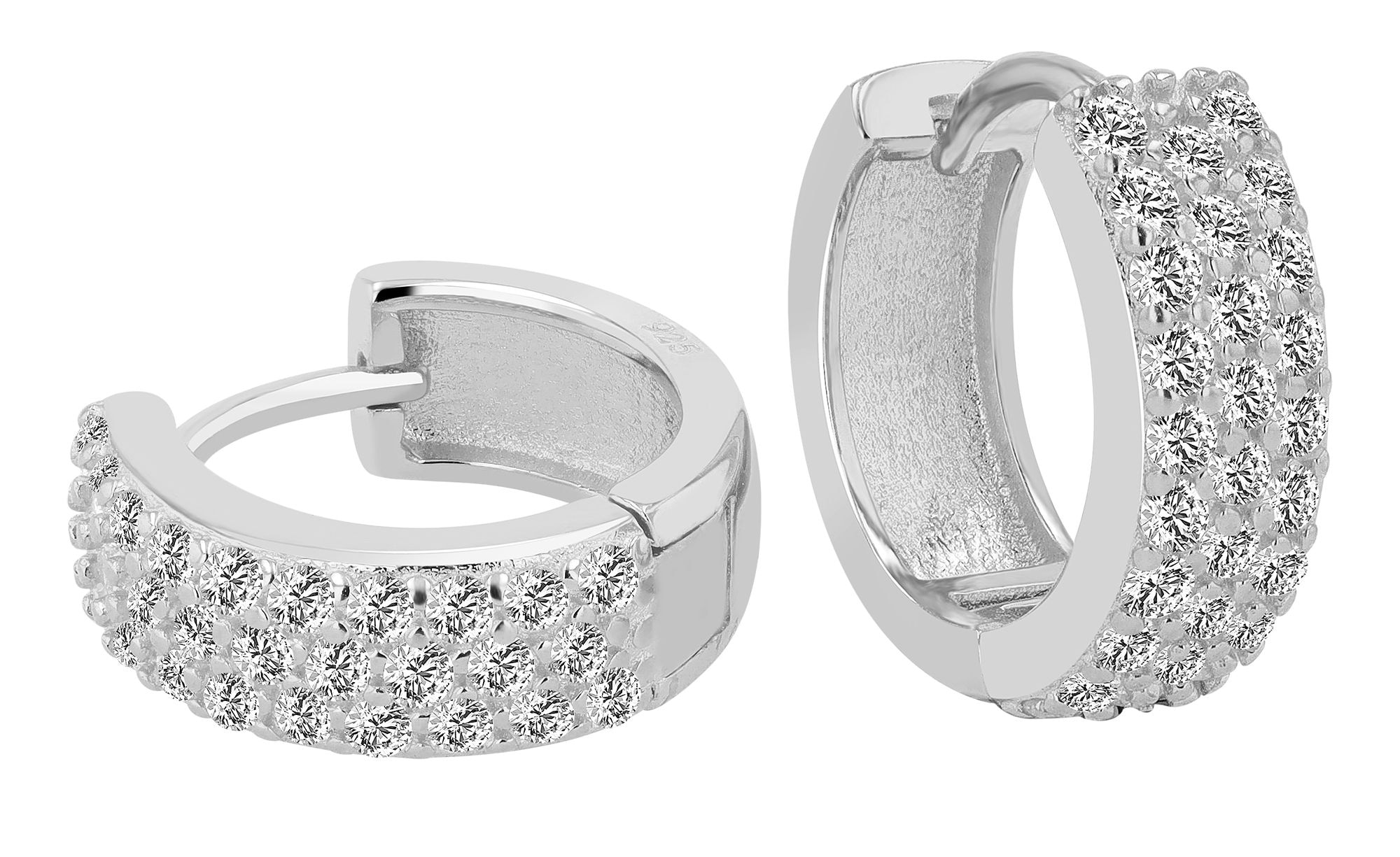Adelia´s Paar Creolen »Damen Ohrringe ¿ Klappcreole aus 925 Silber mit Zirkonia«