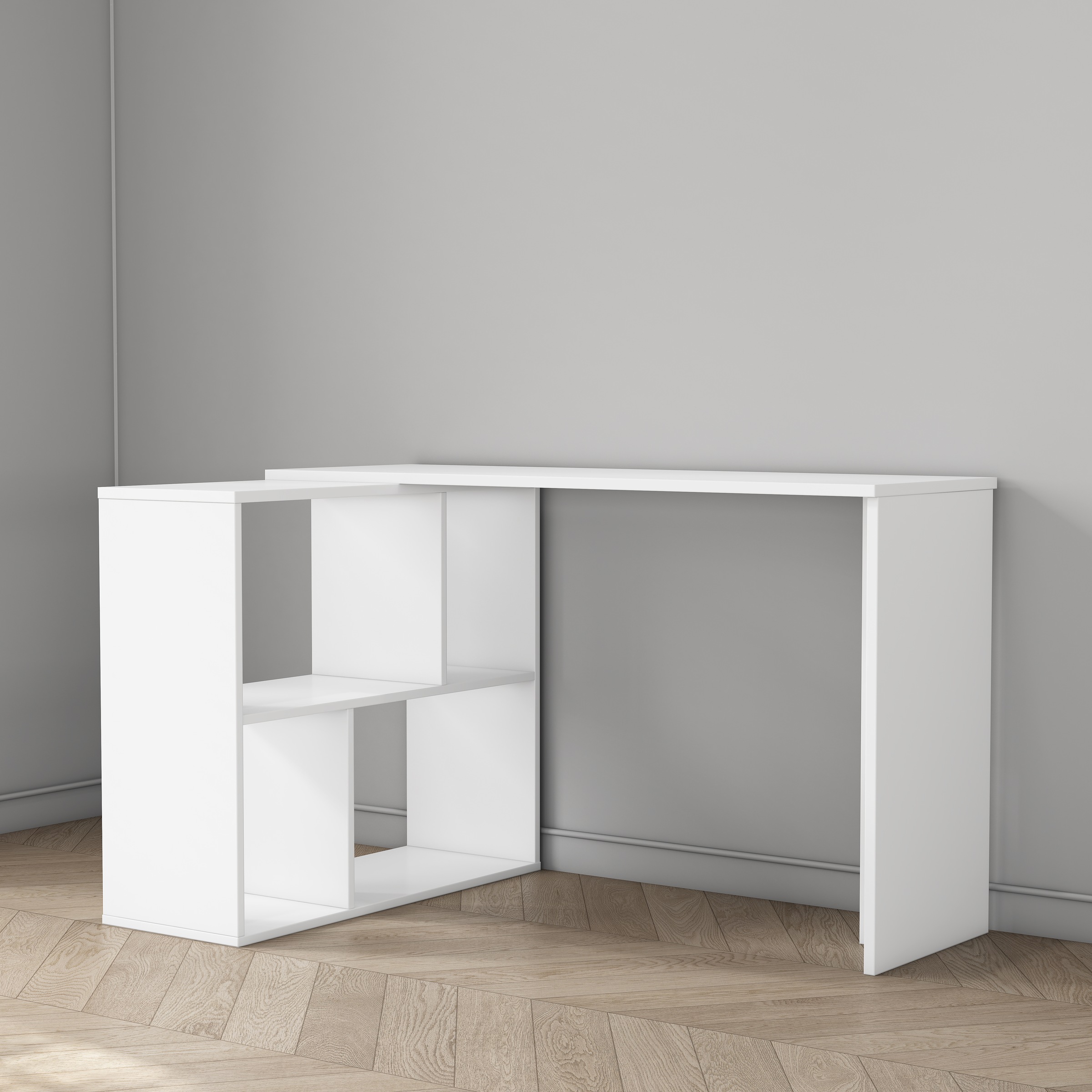 OTTO home Eckschreibtisch »Jaaron« mit vier offenen Fächern, modernes und elegantes Design