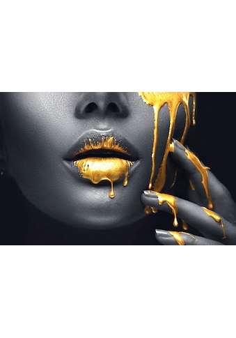 Fototapete »GOLDENE LIPPEN-SCHMUCK ART DESIGN ABSTRAKT MUSTER KUNST«