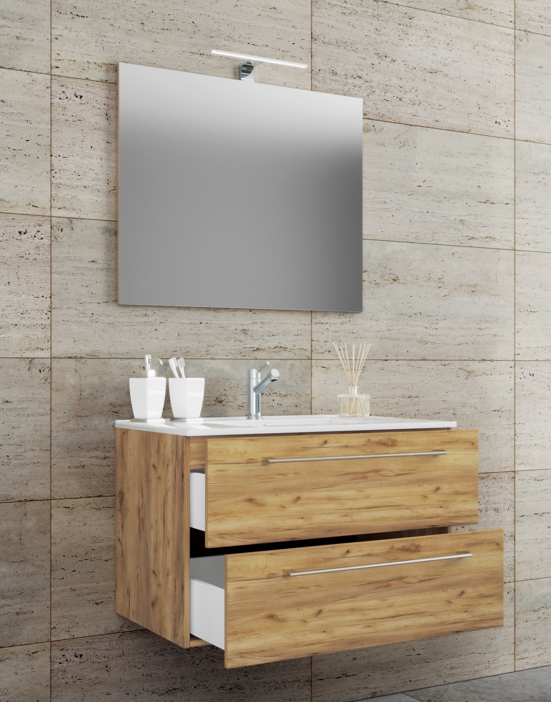 VCM Waschtisch »3-tlg. Waschplatz Waschtisch Badinos Schublade SP« 3 Stk. tlg.