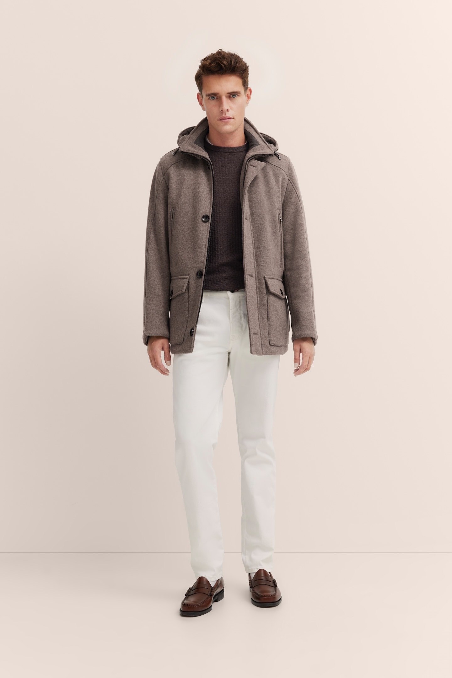 bugatti Langjacke, mit Kapuze, mit Steppnähten