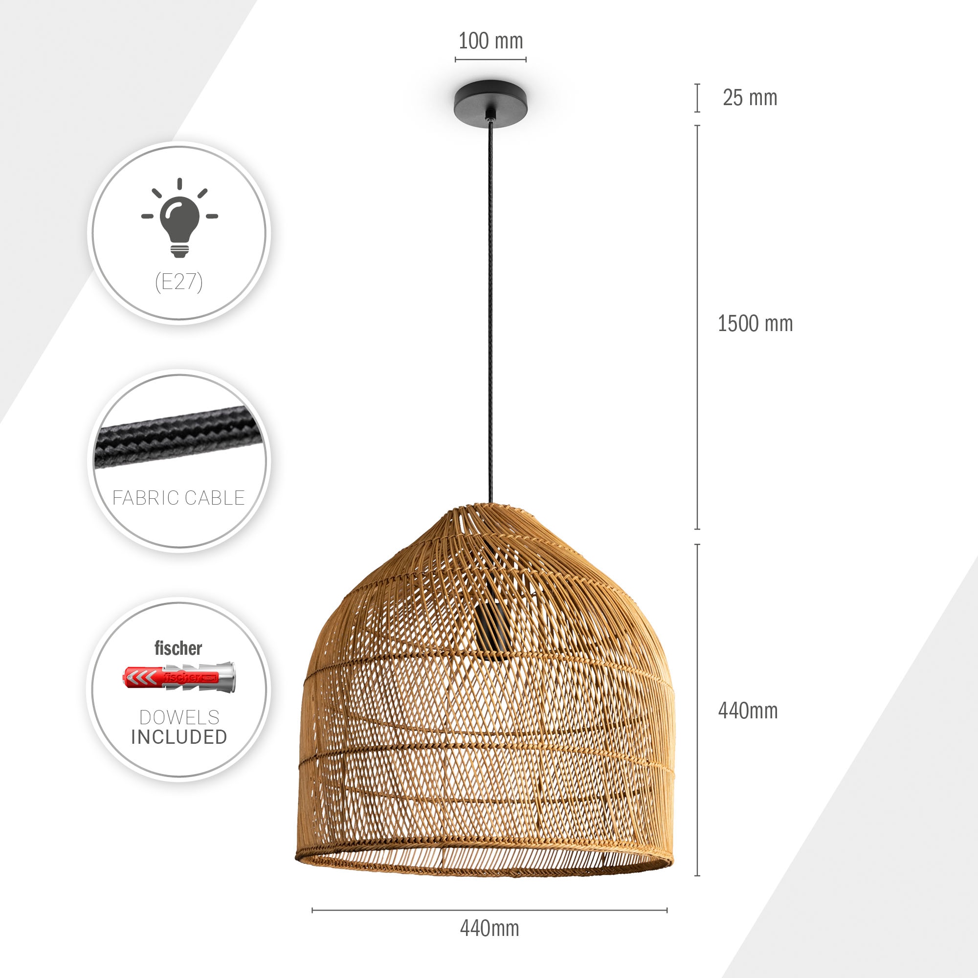 Pendelleuchte OTTO Natur Rattan »LINNU«, bei Home Deckenlampe Pendelleuchte Paco Korblampe Boho Wohnzimmer online