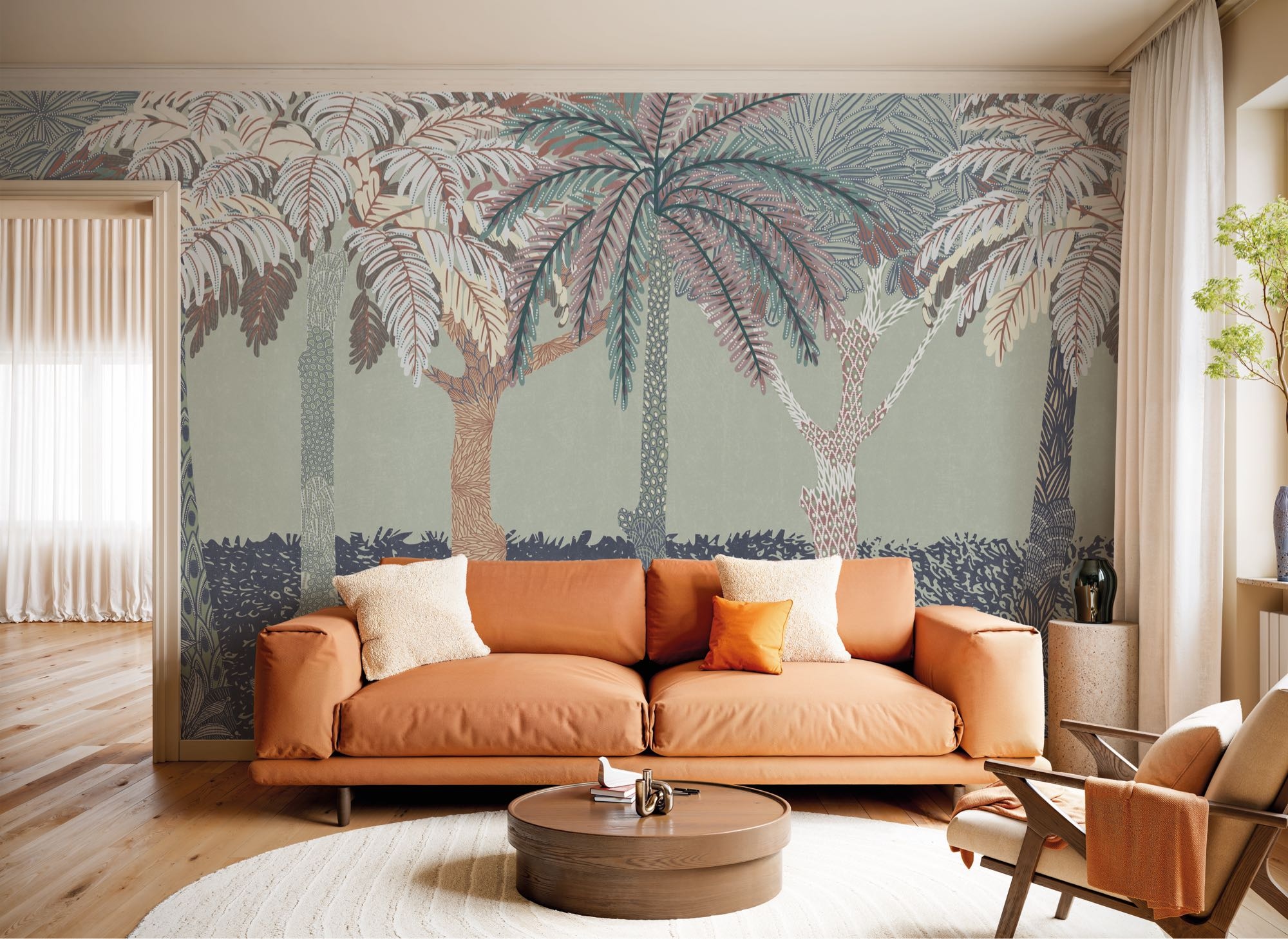 Komar Fototapete »Vlies Fototapete - Patterned Palms - Größe 400 x 250 cm« Motiv | bedruckt glatt
