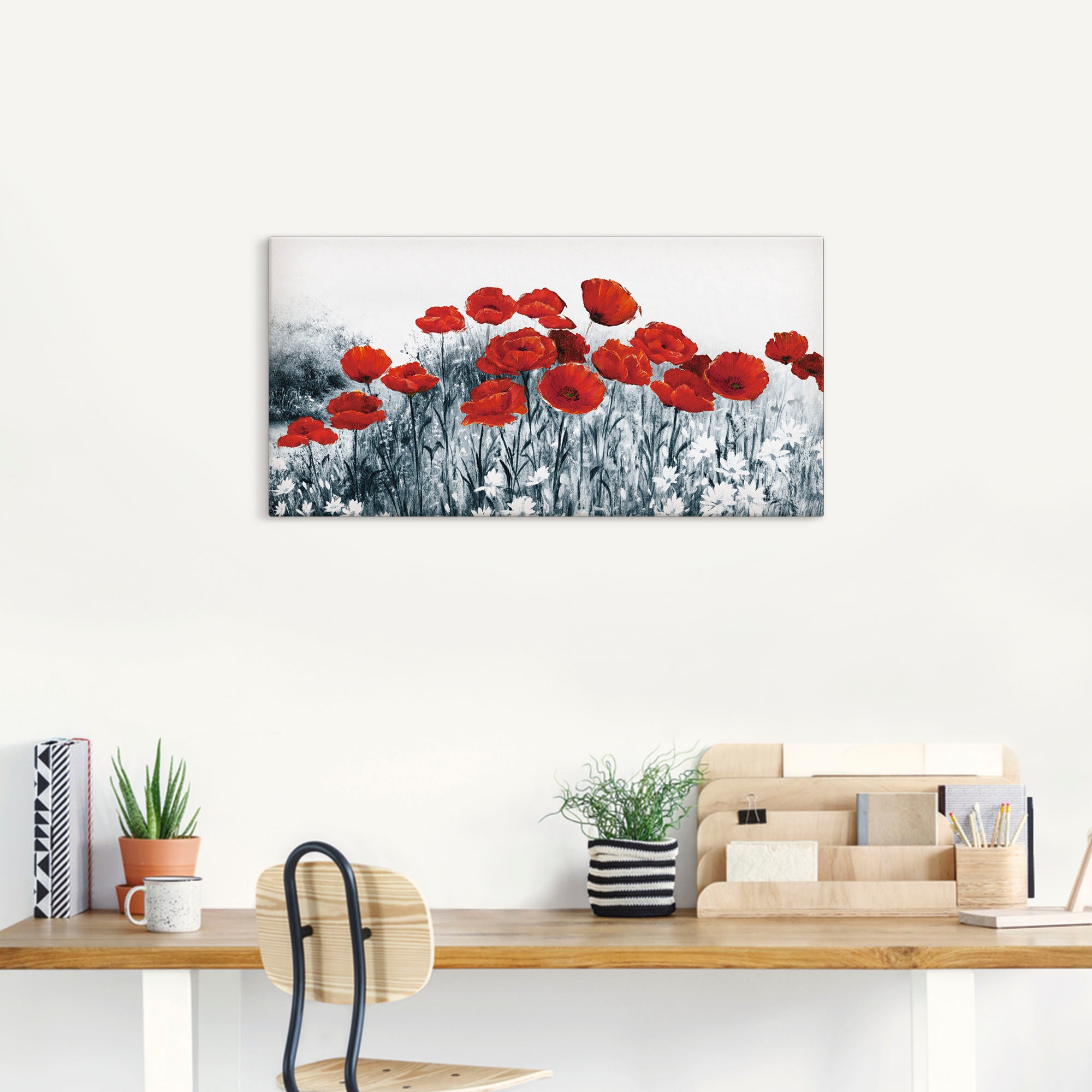 Artland Wandbild »Roter Mohn im Feld«, Blumen, (1 St.), als Leinwandbild in verschied. Größen