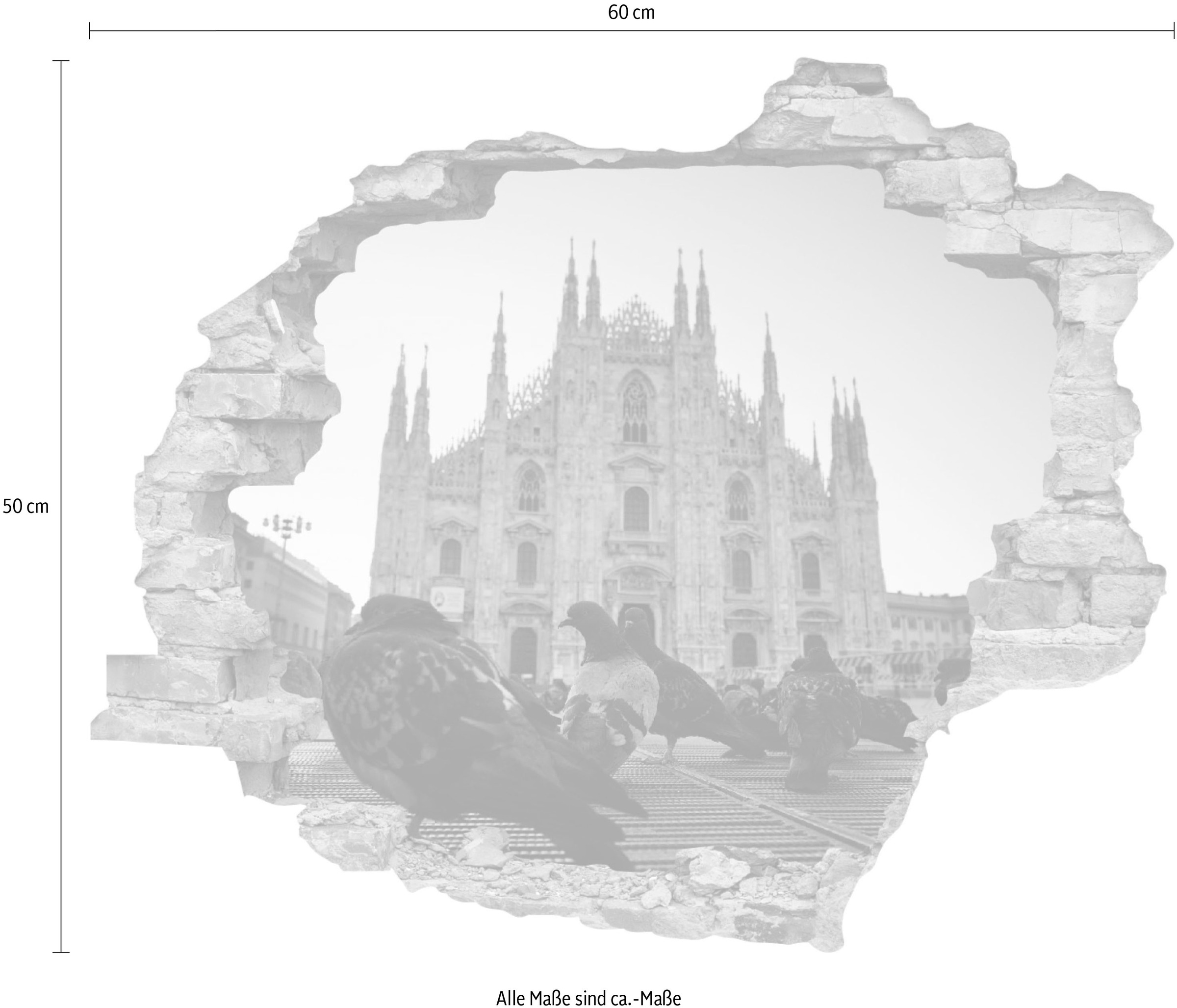 queence Wandtattoo »Tauben« Wandsticker, Wandbild, selbstklebend, 3D, Wanddurchbruch