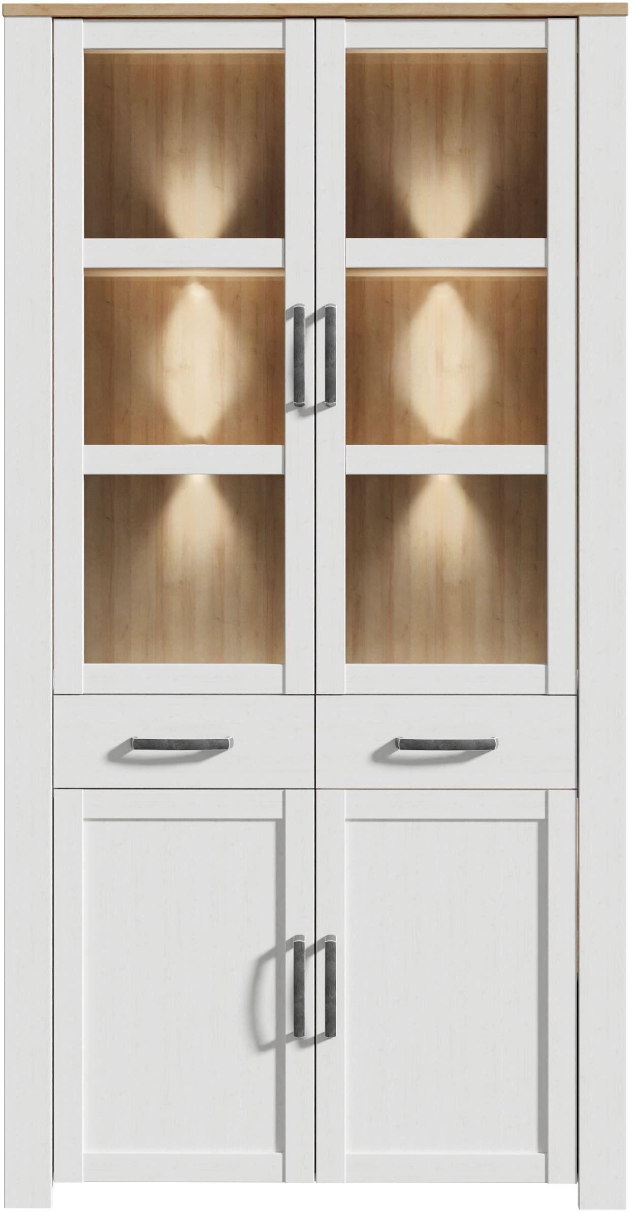 FORTE Highboard »Bohol, Vitrine mit Glastüre, viel Stauraum« B/H/T 106,4/205,4/42 cm Beleuchtung optional bestellbar
