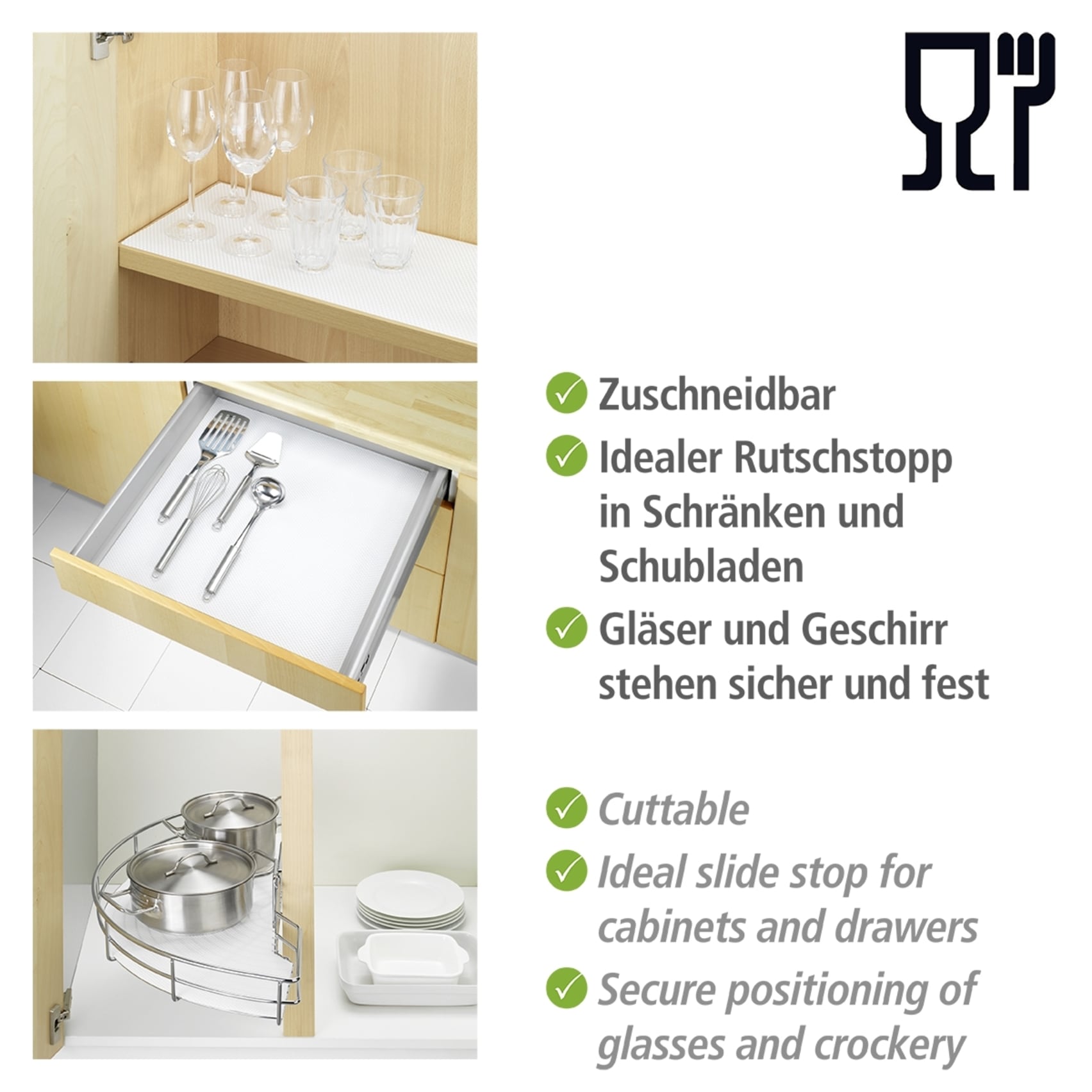 WENKO Schubladenmatte »Modell weiß« Set, 3 Stk. tlg.