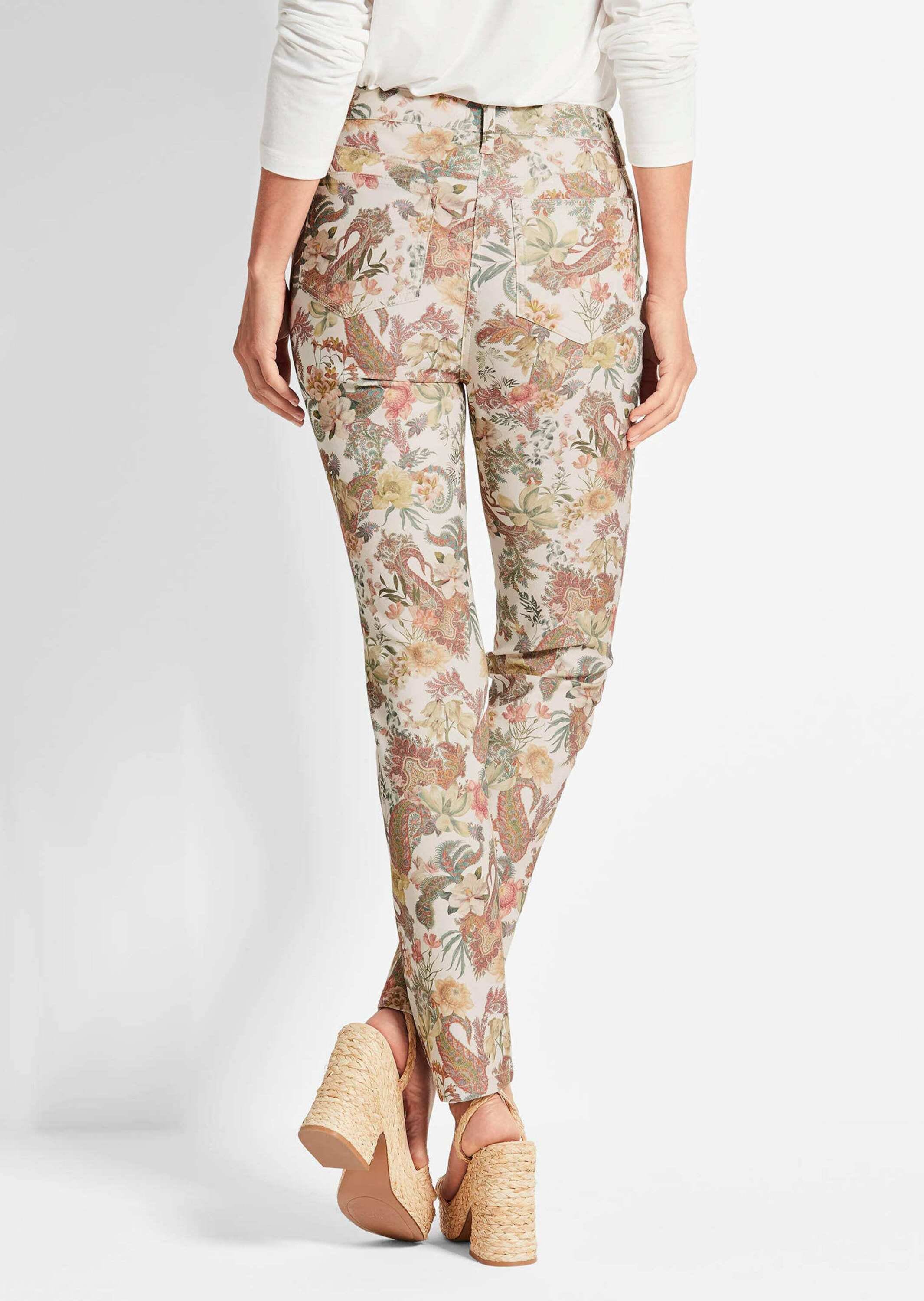 GOLDNER Stretch-Hose »Kurzgröße Florale Stretchhose in Slim Fit«