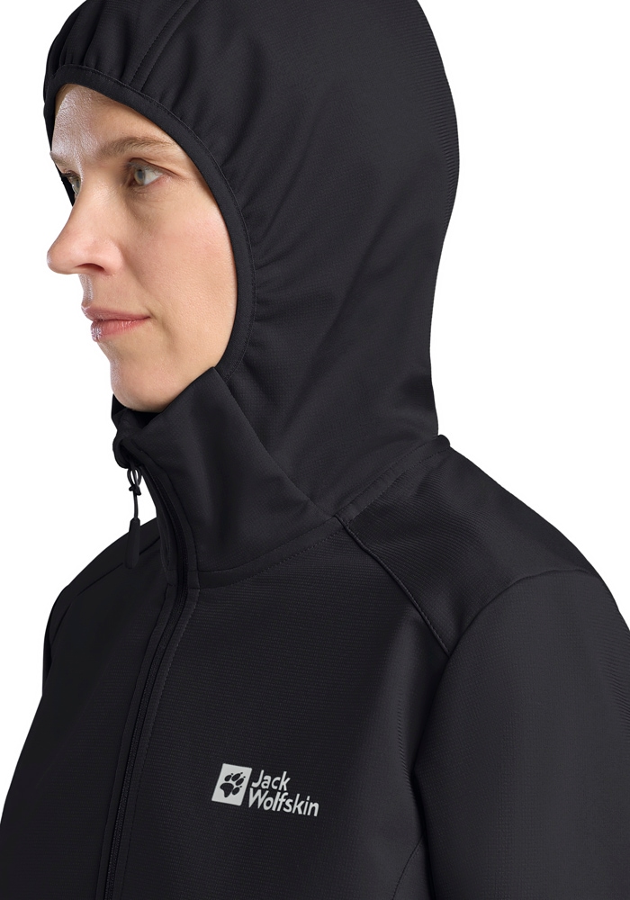 Jack Wolfskin Softshelljacke »BORNBERG HOODY W« mit Kapuze für vielseitige Outdoor-Aktivitäten, mit fester Kapuze, atmungsaktiv