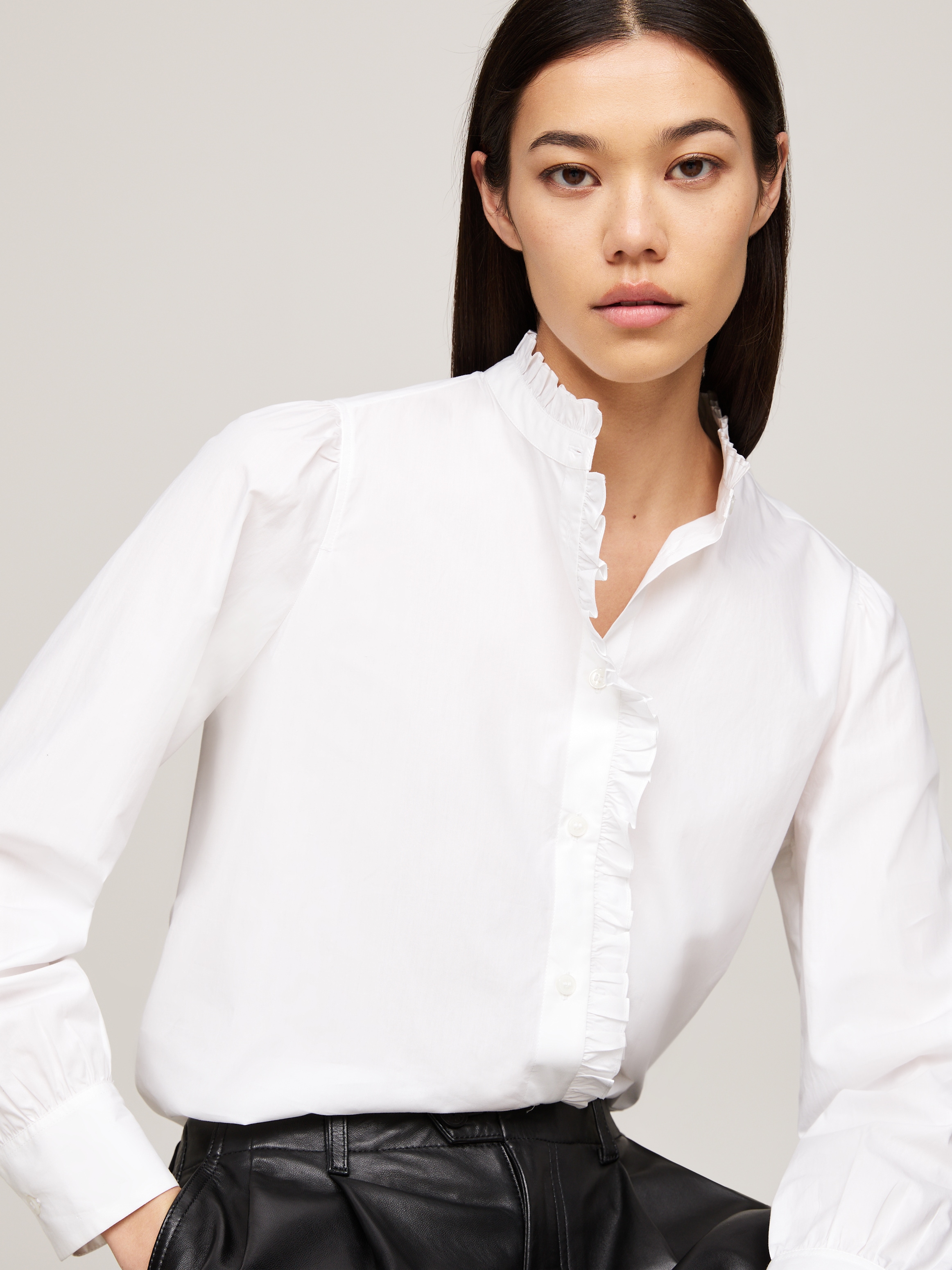 Tommy Hilfiger Shirtbluse »COTTON FRILL RELAXED SHIRT«, mit Rüschen