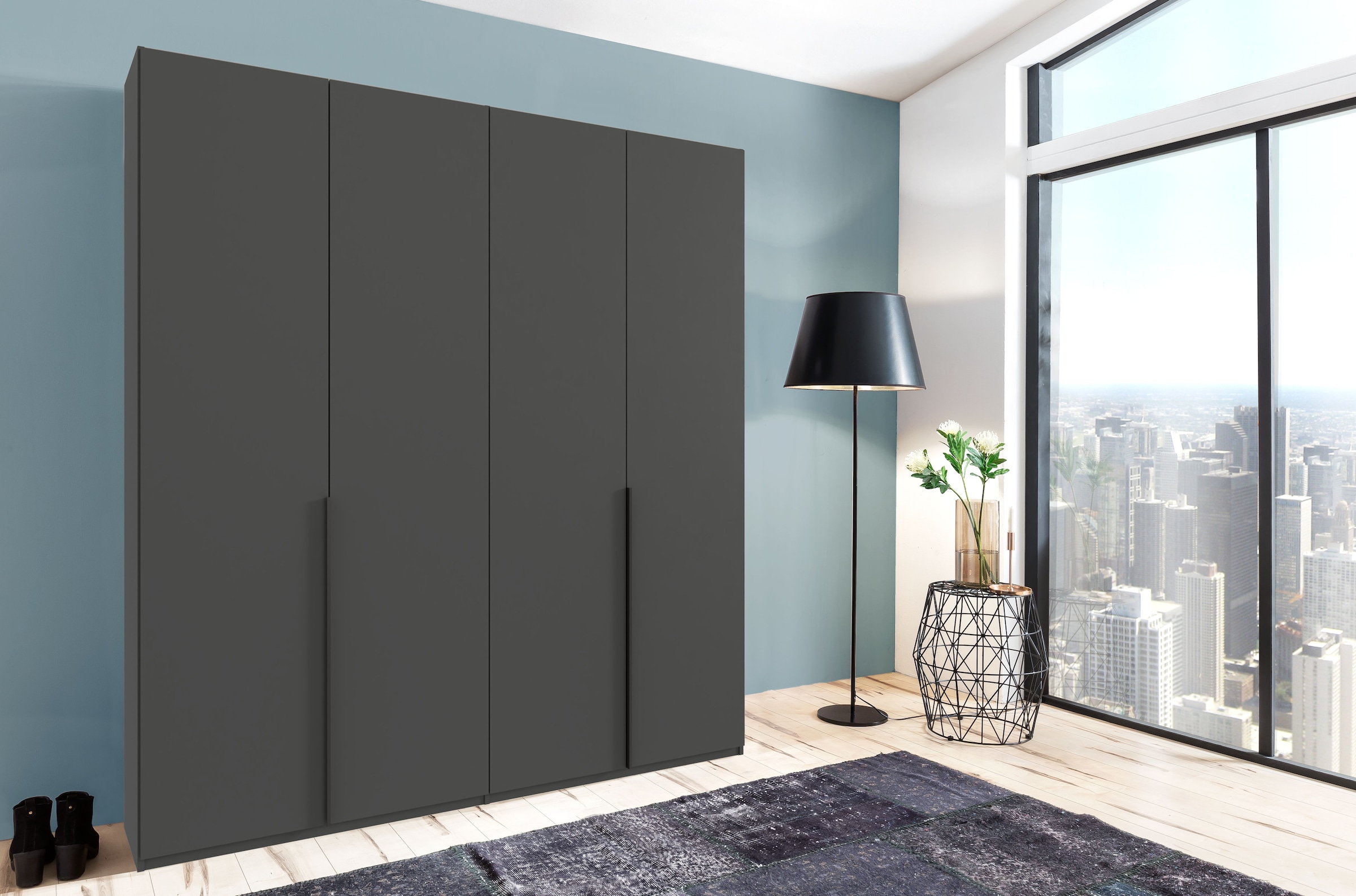 Wimex Kleiderschrank »Mugano,in 8 Breiten,3 Höhen,2 Tiefen, viele Farben, Made in Germany«, (in Basic oder Premium Ausstattung mit 2 weiteren Einlegeböden), mit langen oder kurzen Griffen aus Metall, mit oder ohne Spiegel