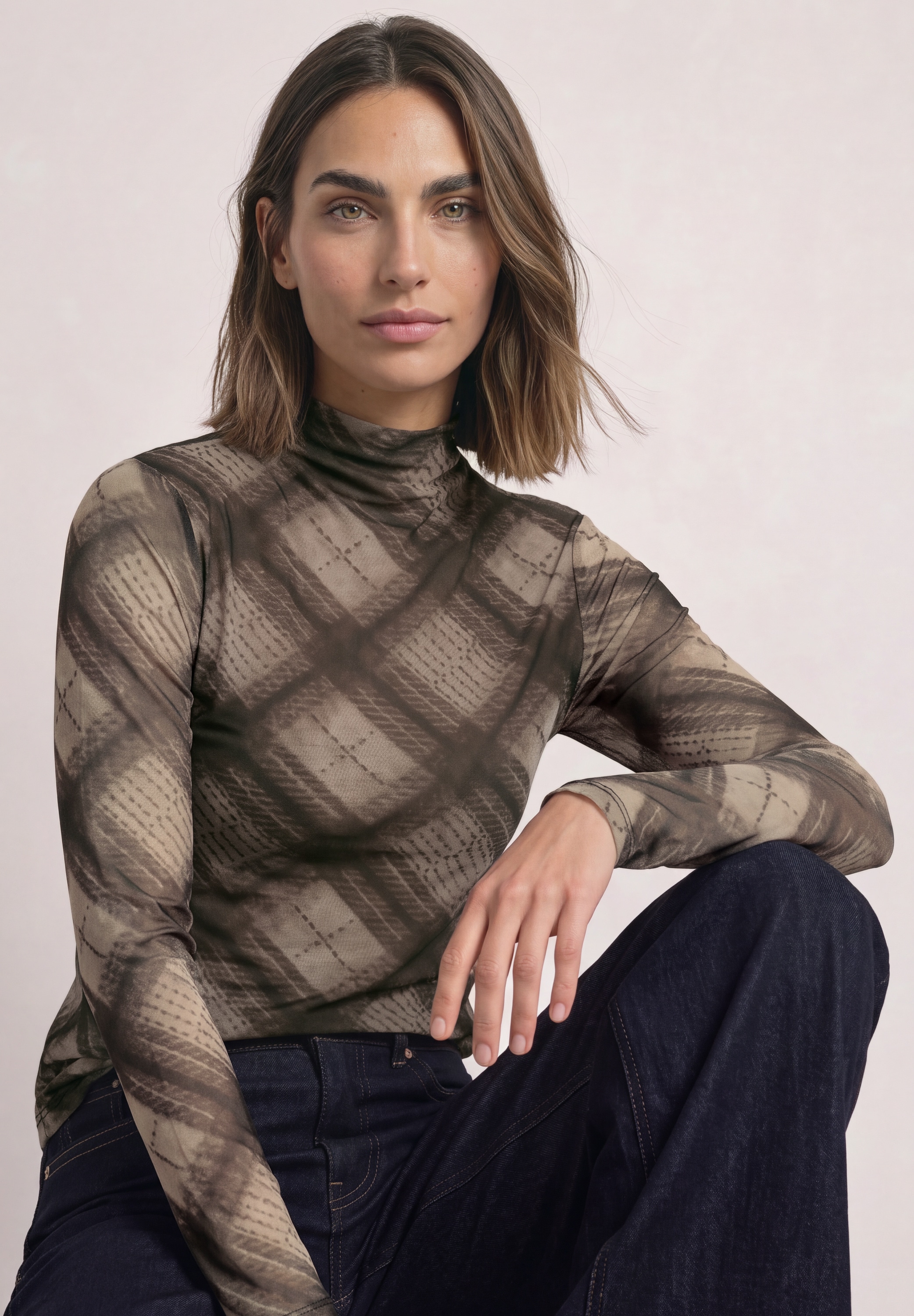 STREET ONE Langarmshirt leichte Mesh-Qualität, Elasthananteil