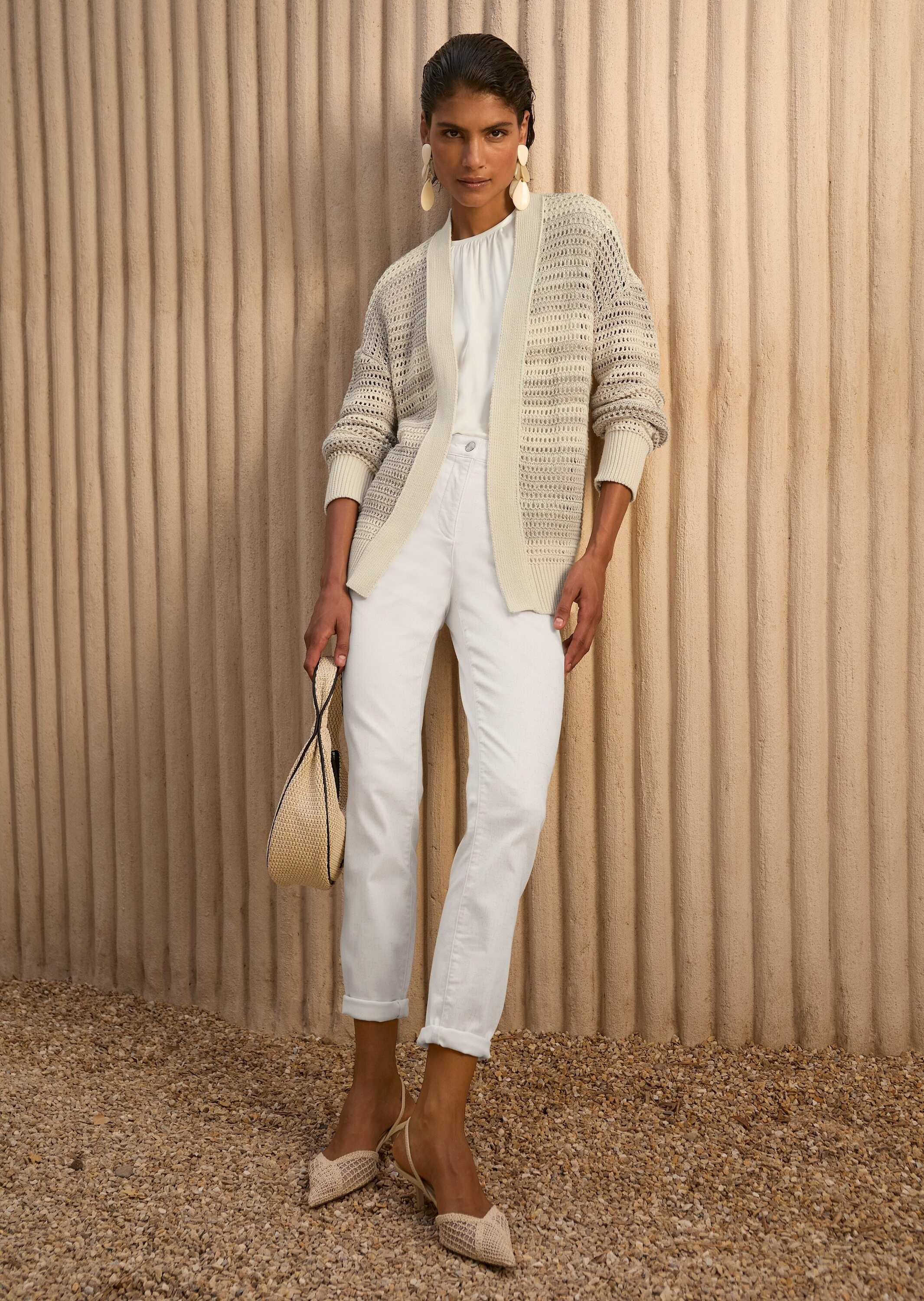 MADELEINE Strickjacke »Strickjacke Eleganter Ajour-Cardigan mit Glanzgarn« Ajour