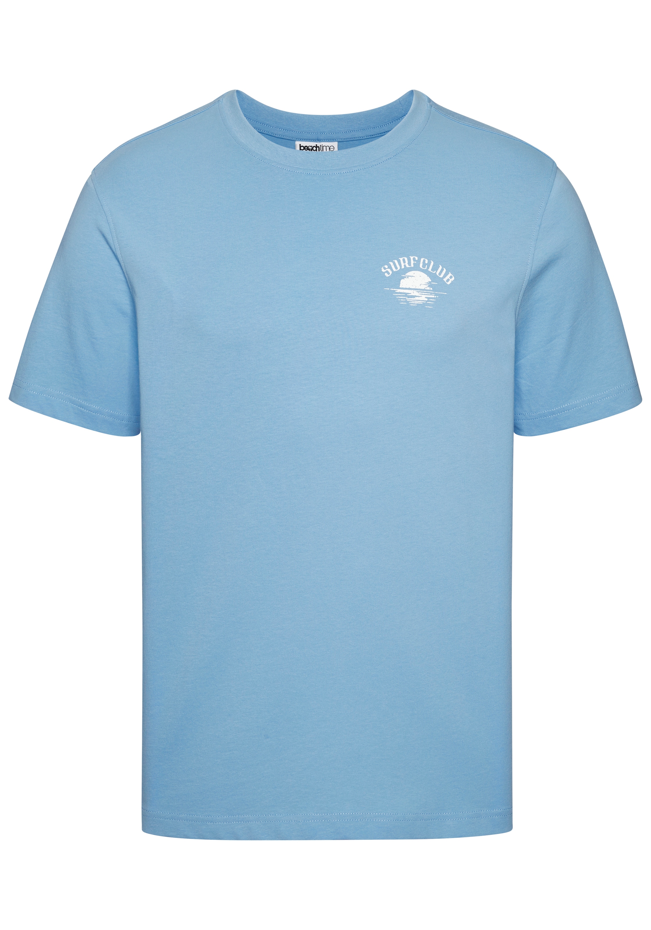Beachtime T-Shirt », Shirt mit modischem Surfer Print« Regular-Fit bis Größe 5XL, mit kleinem Print vorn/großem Print hinten
